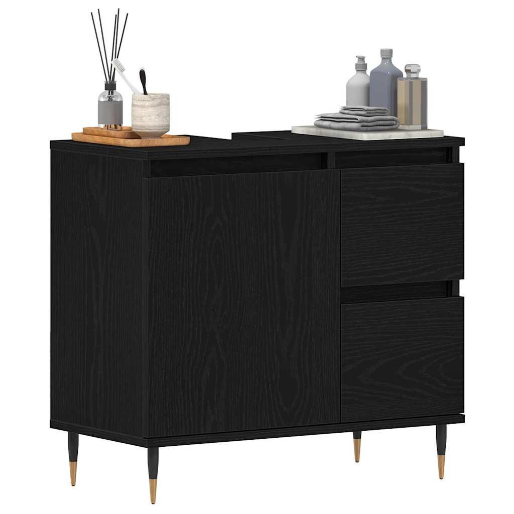 vidaXL Badezimmerspiegelschrank Badezimmerschrank Schwarz Eichen-Optik 65 x 33 x 60 cm (1-St)