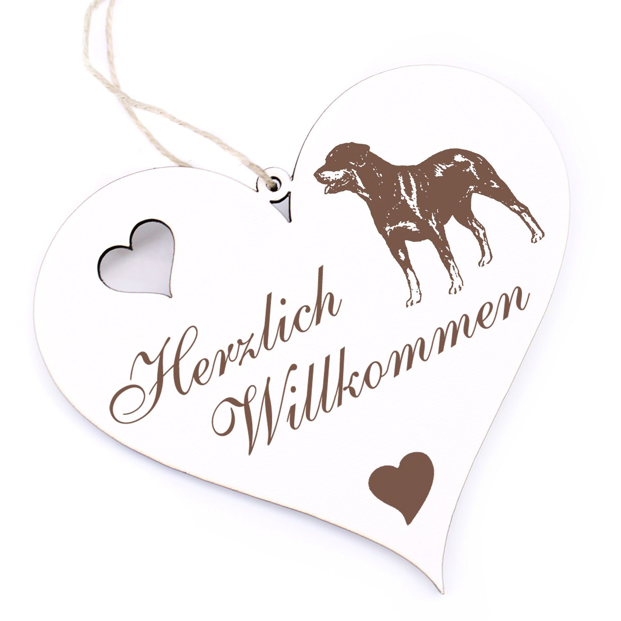 Dekolando Hängedekoration Herzlich Willkommen - Rottweiler - 13x12cm