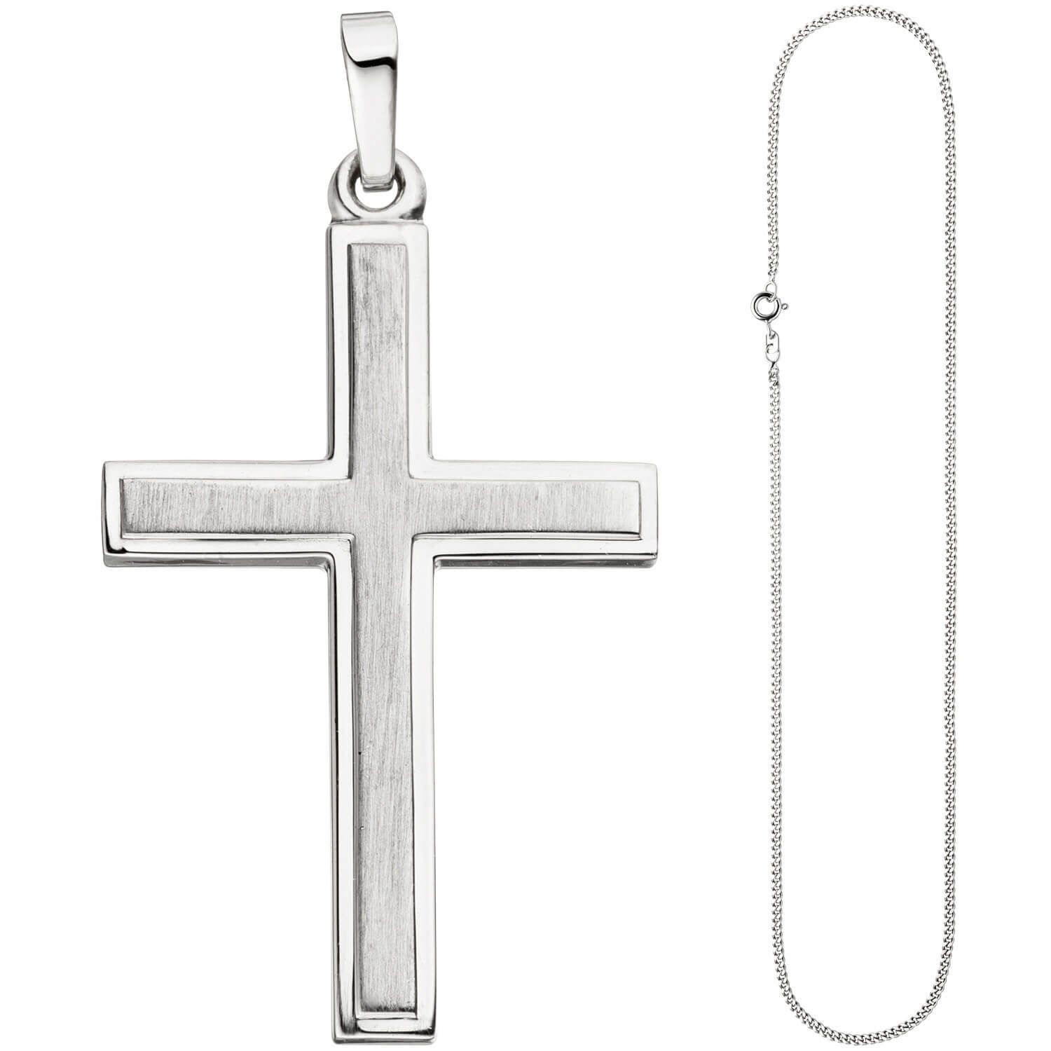 Schmuck Krone Schmuckset Schmuck-Set, Kreuz 2mm Panzerkette 925 Silber 50cm, Silber 925