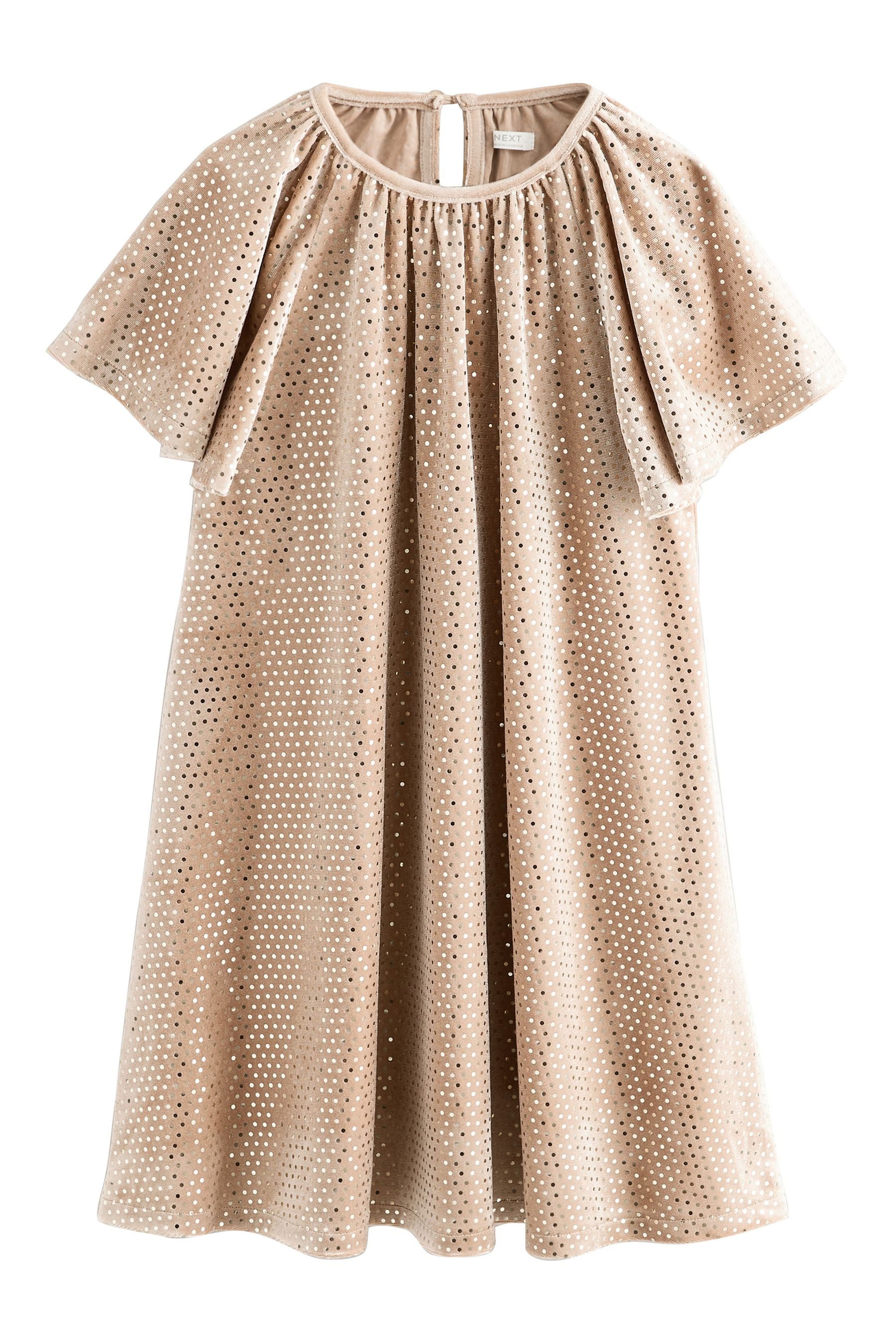 Next Lederkleid Velours-Kleid mit Folienpunkte (1-tlg)