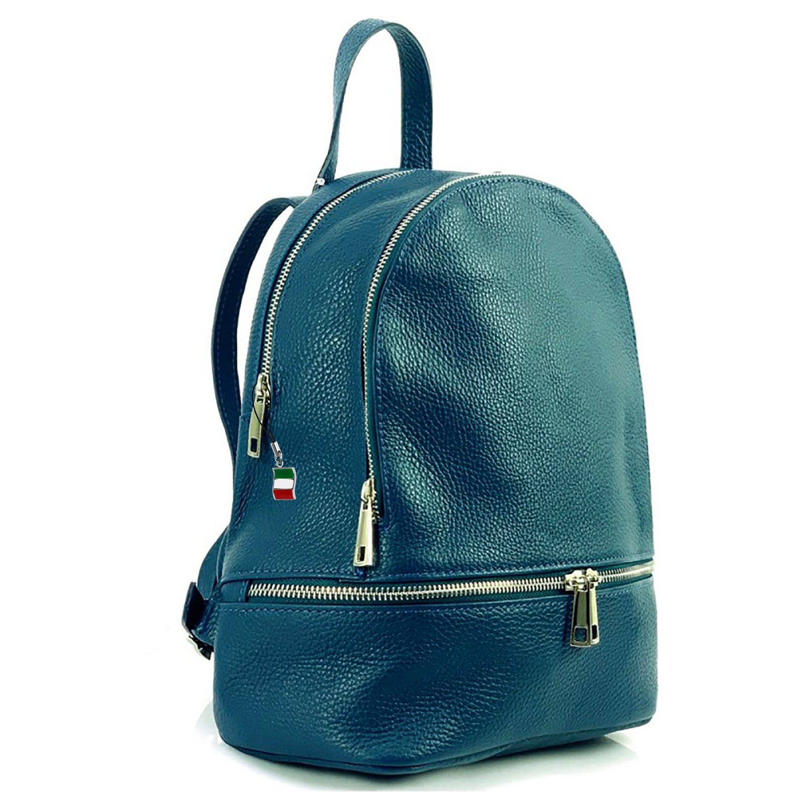 FLORENCE Cityrucksack Florence Rucksack Damen Echtleder, Damen Leder Cityrucksack, türkis ca. 32cm