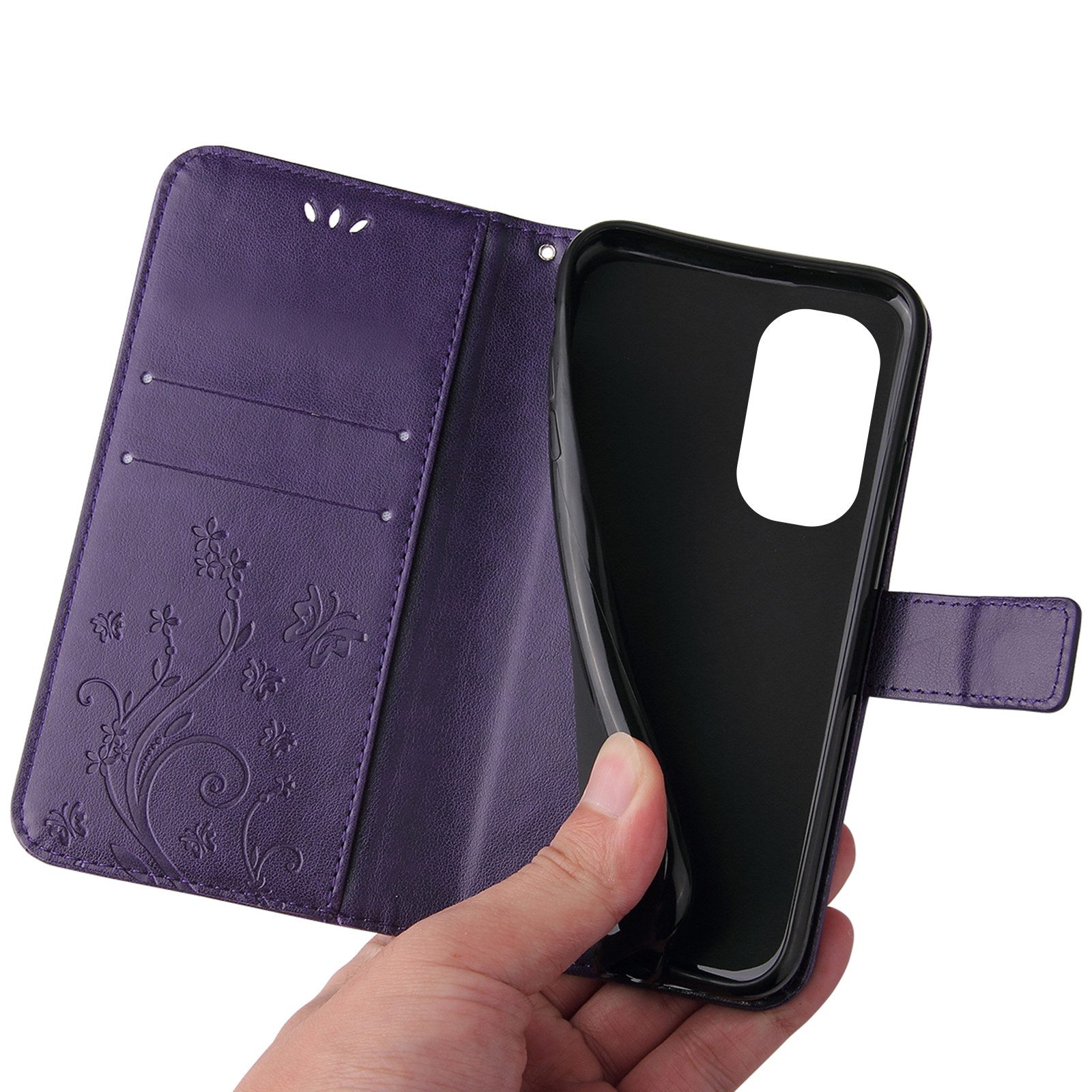 Tec-Expert Handyhülle Cover Tasche Hülle für Motorola E32, E32s, G22 6,5 Zoll, Klapphülle Case mit Kartenfach Fliphülle aufstellbar, Motiv Blumen