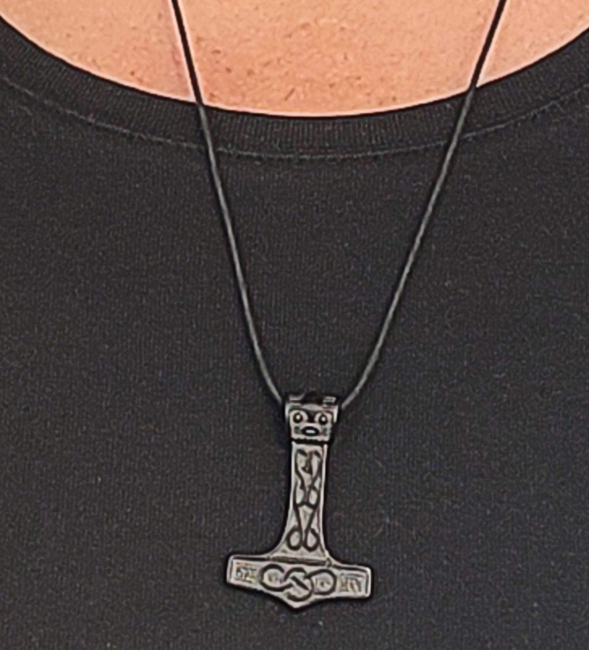 Thors Thorshammer Edelstahl Hammer Leather aus Kettenanhänger Anhänger schwarz Odin of Kiss Thor