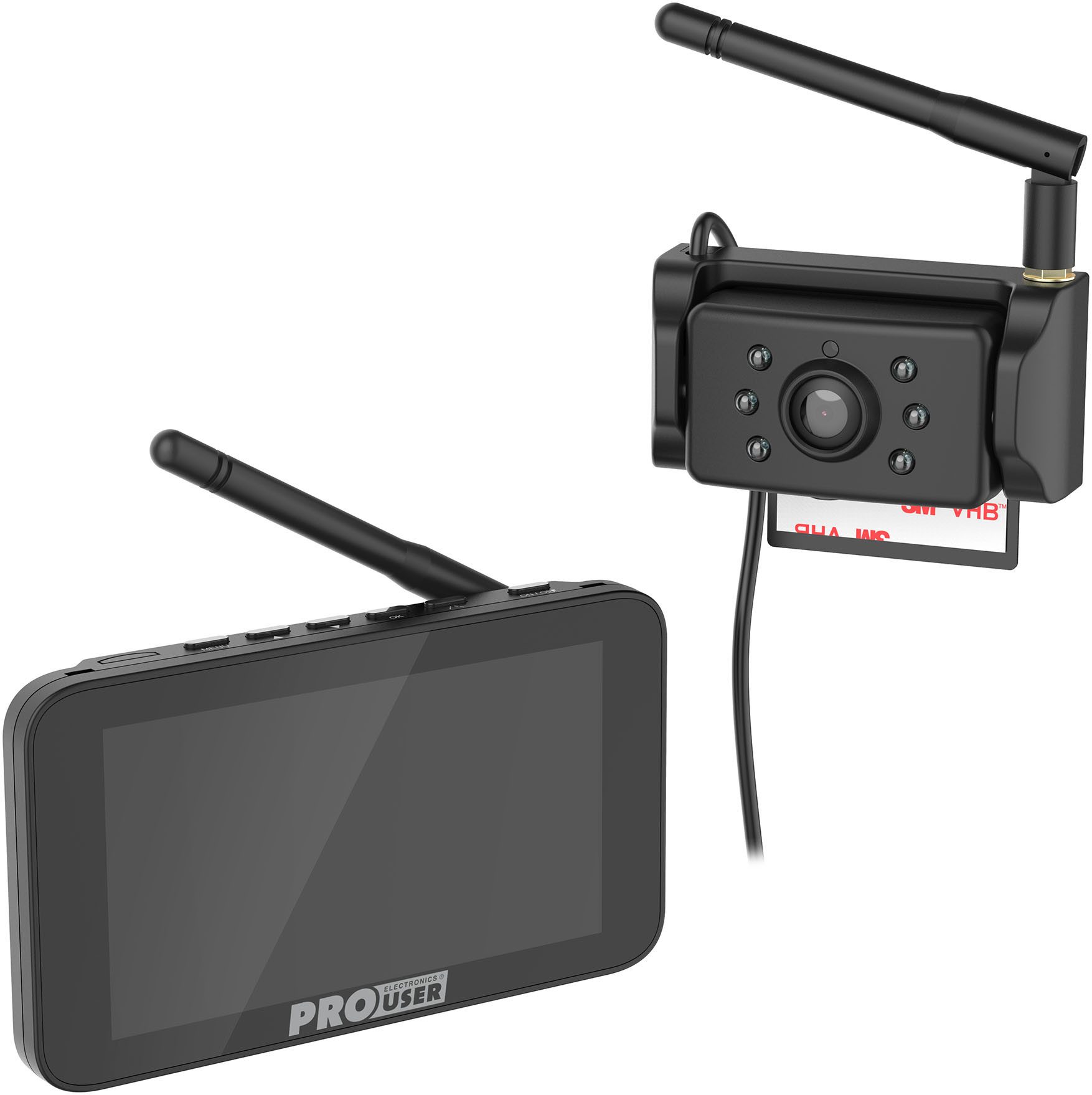 PROUSER Rückfahr-Kamerasystem kabellos 5" Monitor Rückfahrkamera (Full HD)
