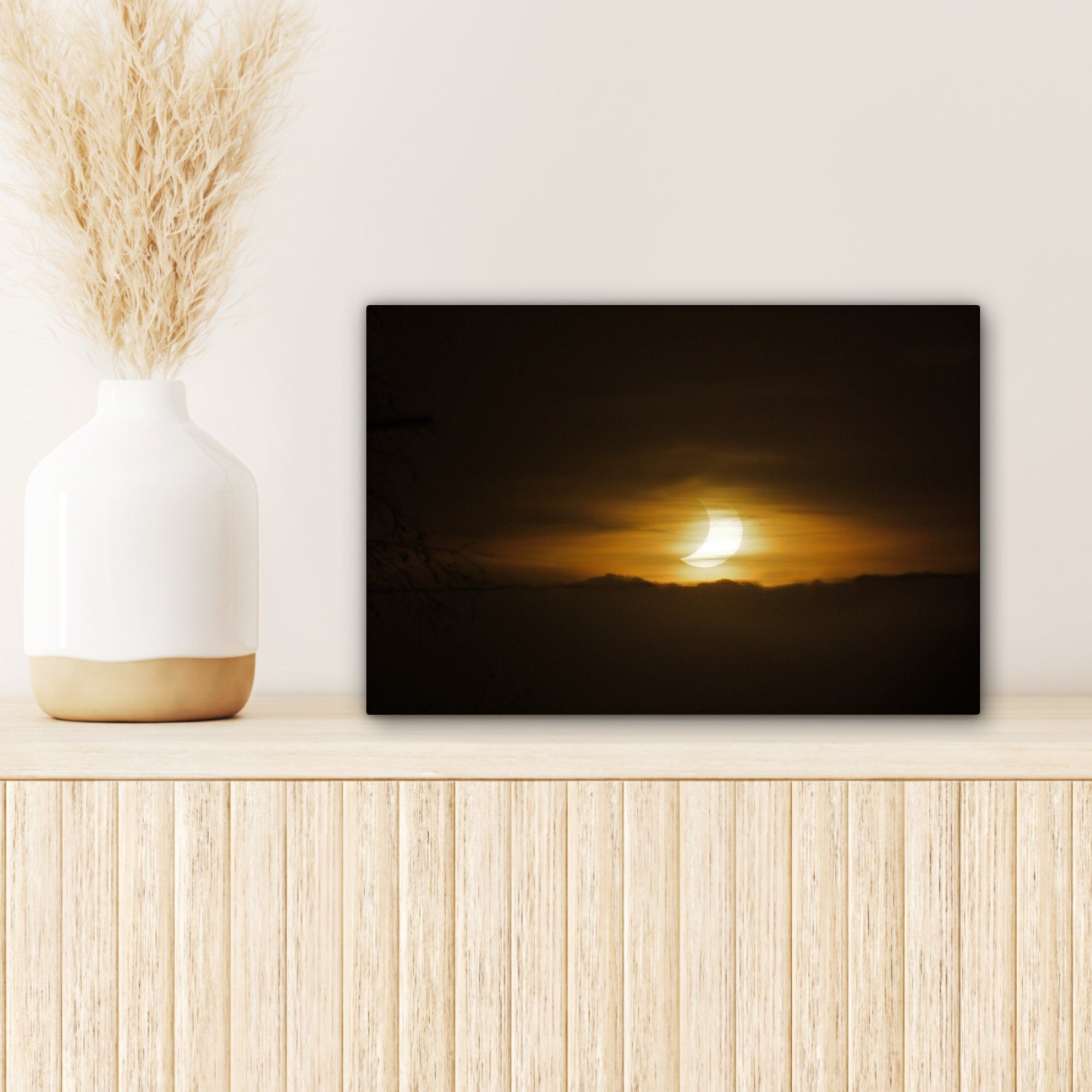 cm Wanddeko, OneMillionCanvasses® Sonnenfinsternis, 30x20 Aufhängefertig, (1 Wandbild St), Totale Leinwandbild Leinwandbilder,