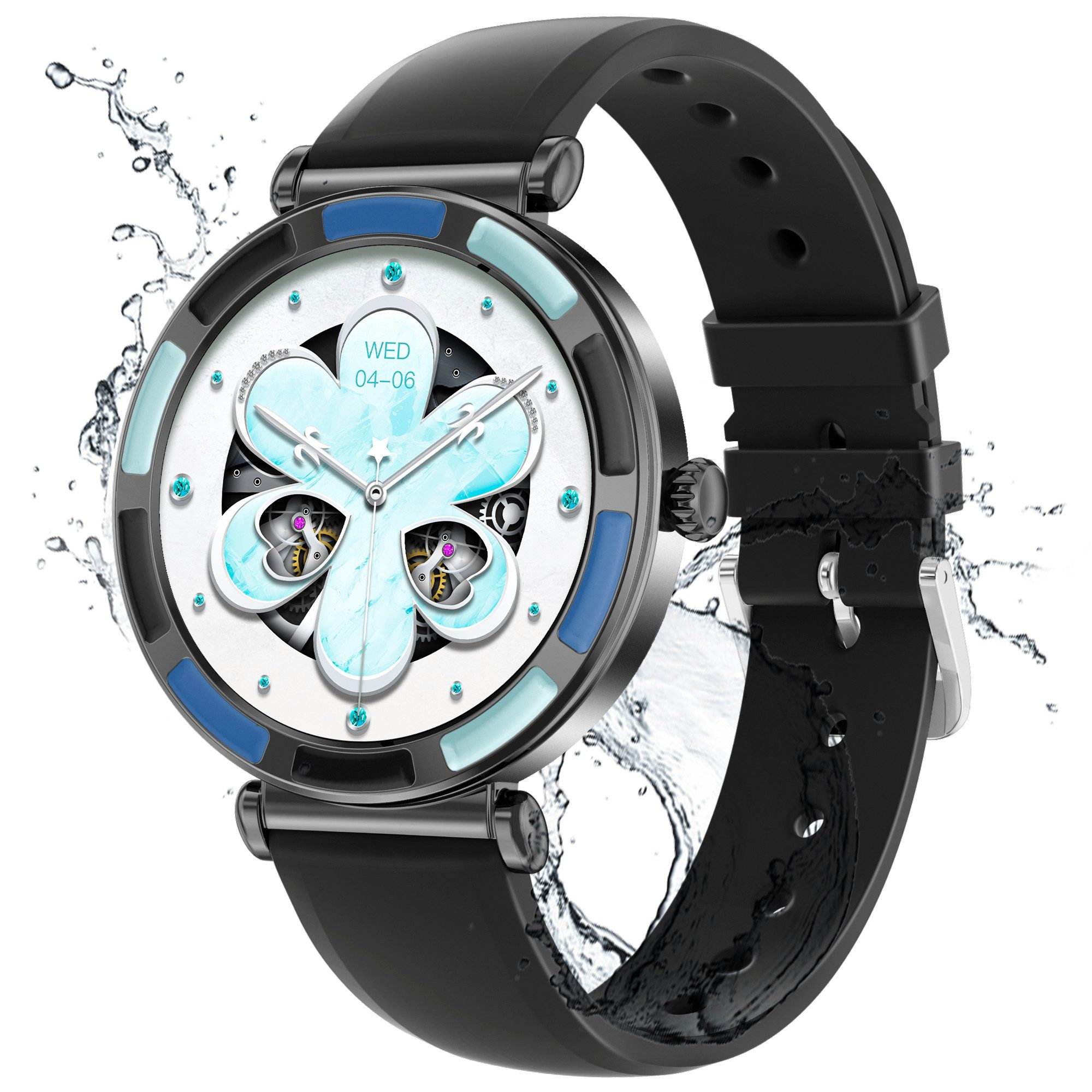 walkbee Smartwatch, Fitness Tracker Uhr für Damen Herren mit Anruffunktion Smartwatch (4.0 cm/1,27''-Voll-Touch-Farbdisplay Zoll) Fitness Tracker Armbanduhr mit Blutsauerstoff,Blutdruck,Herzfrequenz,Frauengesundheit, Schrittzähler, Atemtraining, Musiksteuerung und Fernfotografie usw., IP67 wasserdicht,100+ Sportmodi, verfügbar für Android 5.0+ / iOS 9.0+