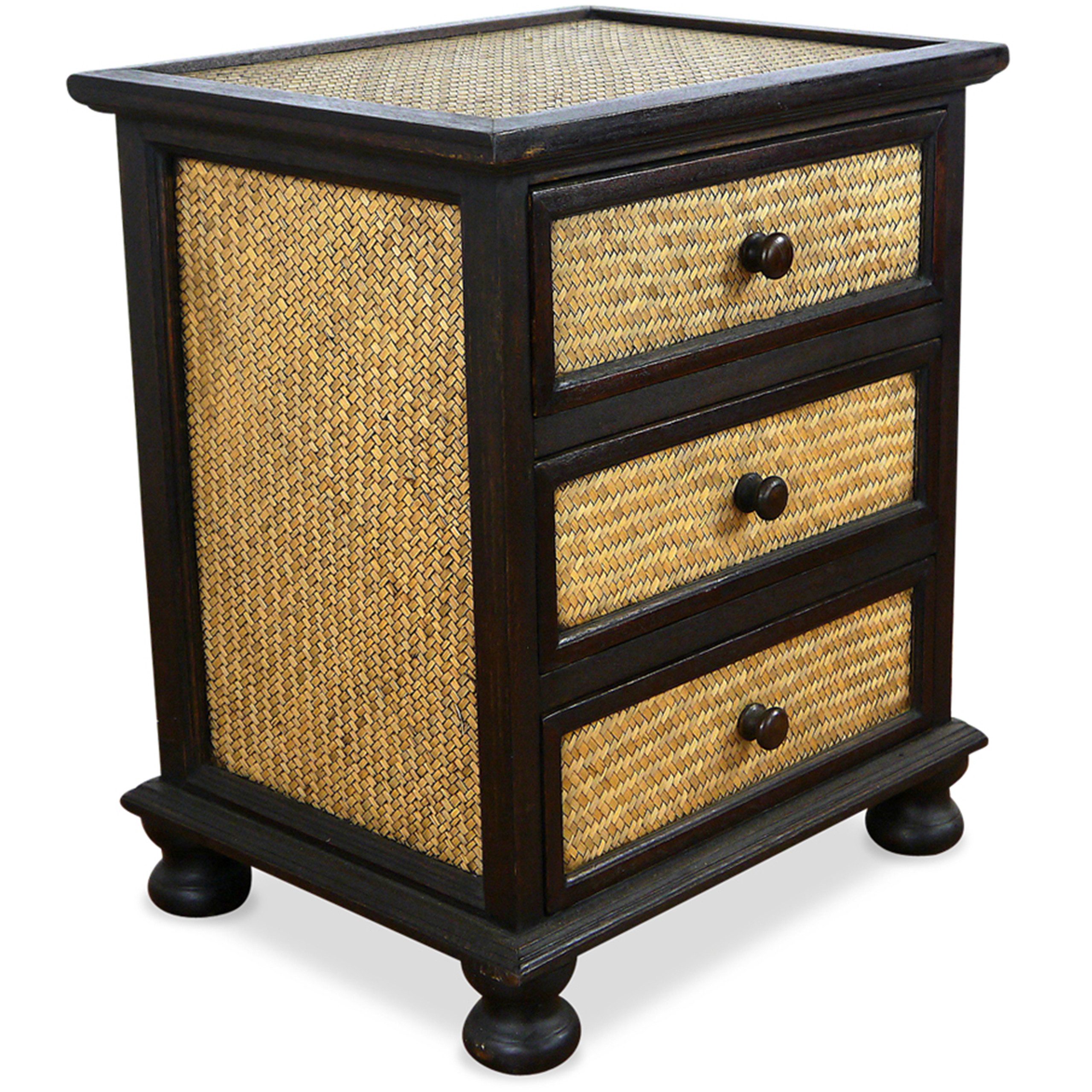 livasia Nachttisch Rattan Nachttisch 50x40x60cm – Handgeschnitzt mit Schubladen