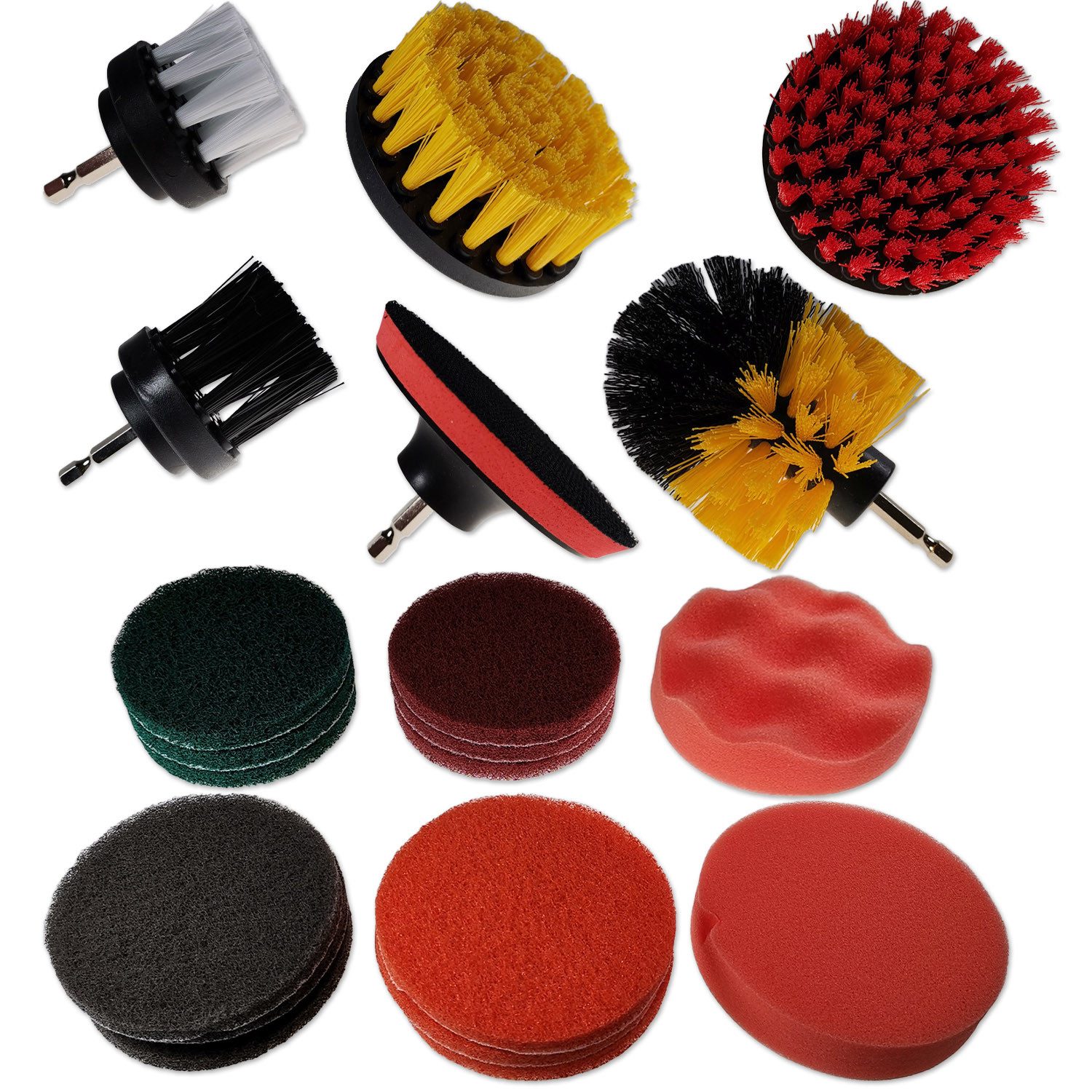 Impulse Innovation Reinigungsbürsten-Set Reinigungsbürstenset 22-teilig, 1/4", Bürsten + Pads, Bohrmaschine