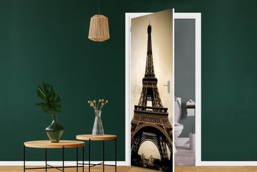 MuchoWow Türtapete Eiffelturm in Paris Sepia-Fotodruck, Matt, bedruckt, (1 St), Fototapete für Tür, Türaufkleber, 75x205 cm