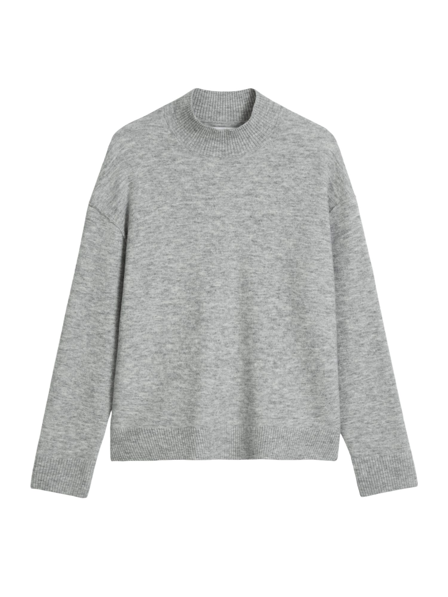 Marc O'Polo DENIM Langarmshirt grau,Casual,Wolle,Meliert,Stehkragen,Lang,Regular Fit
