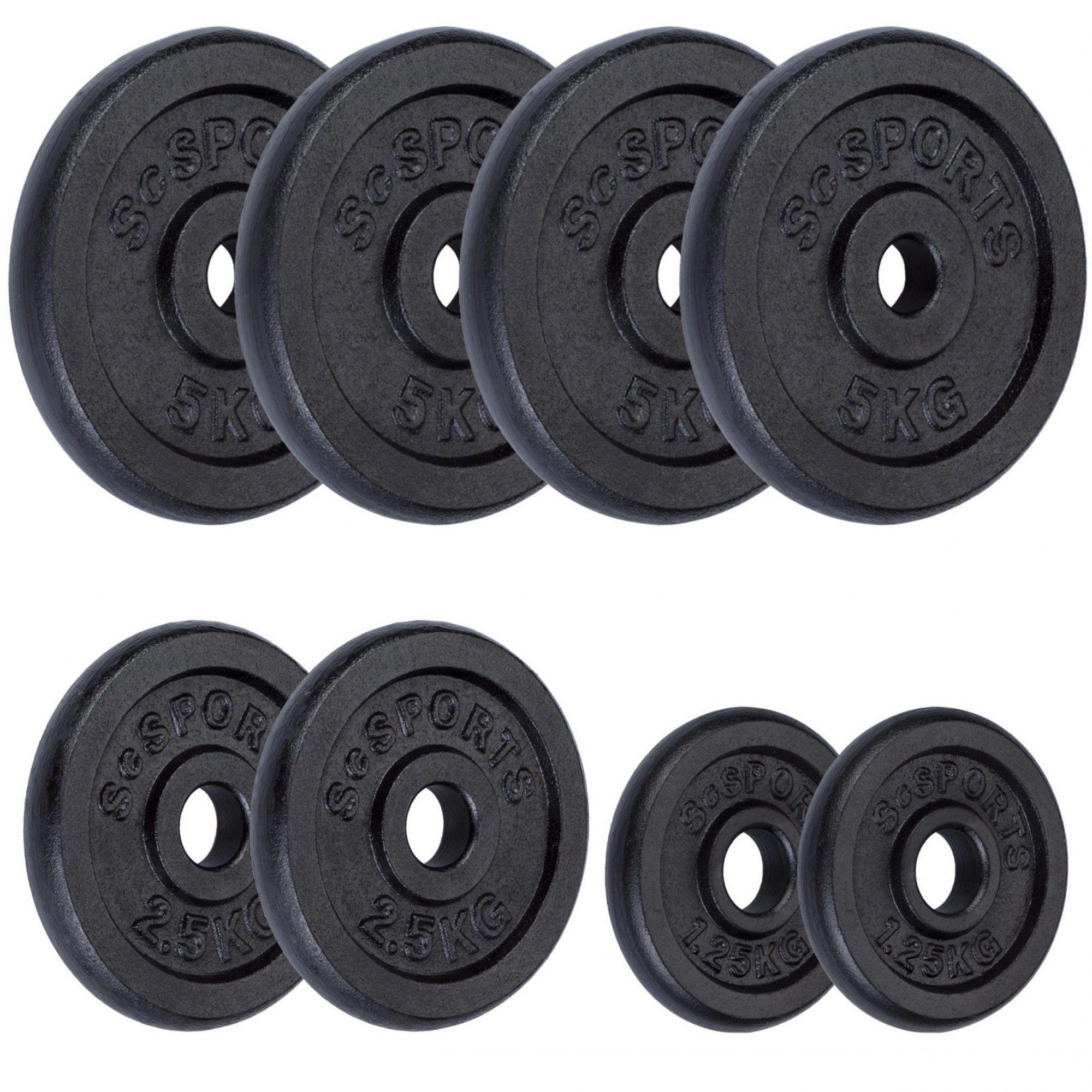 Hantelscheiben Gusseisen Set 30/31mm (10002528-tlg) kg Gewichtsscheiben ScSPORTS® 27,5 Gewichte,