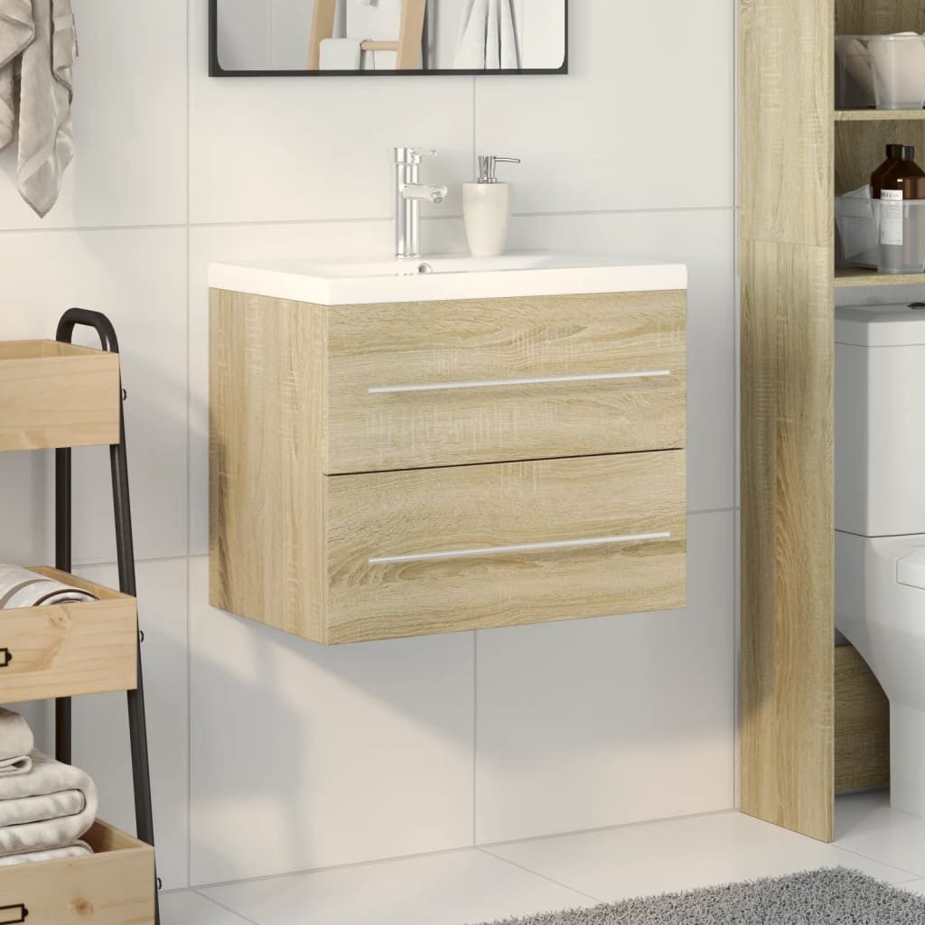 vidaXL Badezimmer-Set 2-tlg. Badmöbel-Set Sonoma-Eiche Holzwerkstoff, günstig online kaufen
