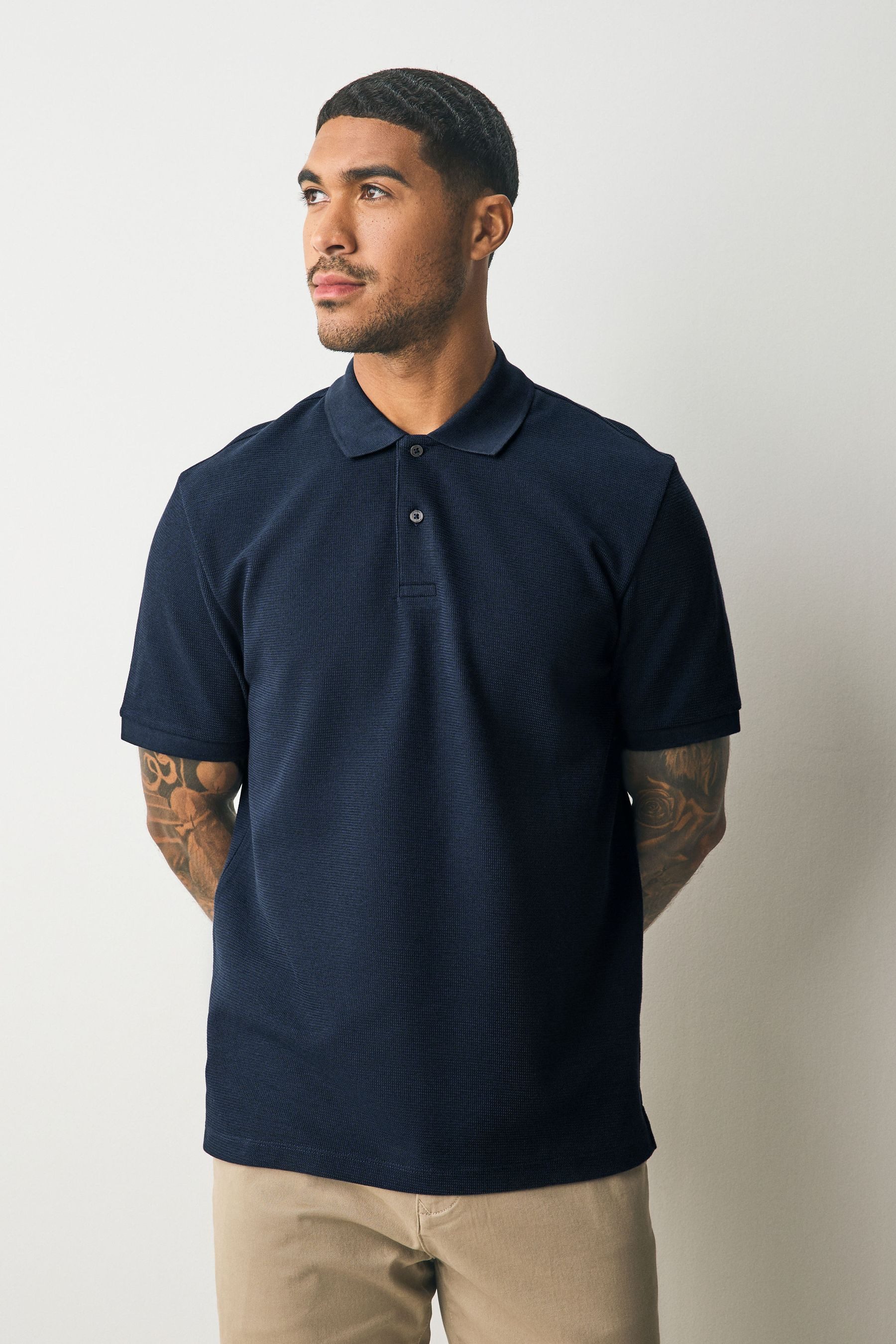 Next Poloshirt Elegantes strukturiertes Polohemd (1-tlg)