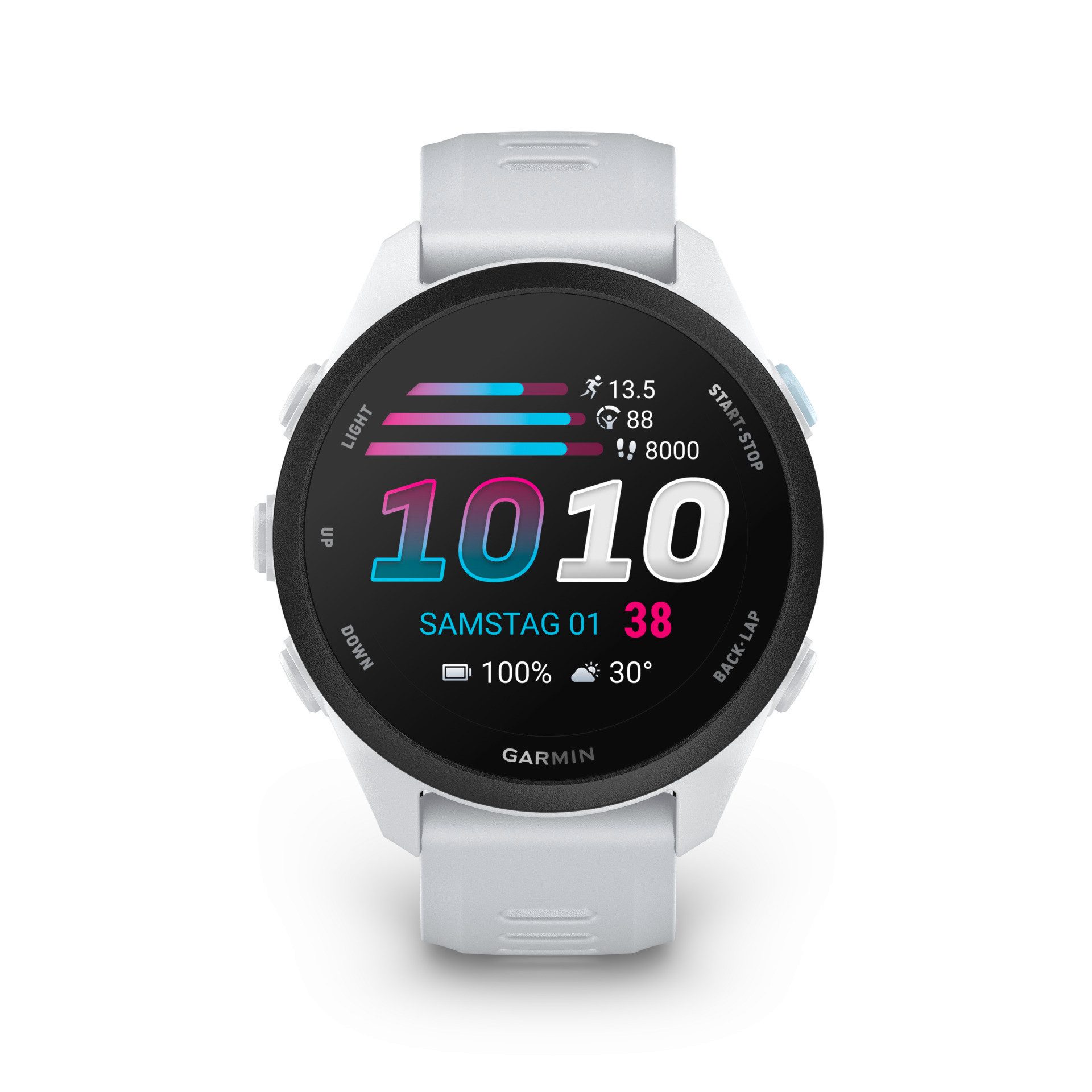 Garmin Forerunner 70 mit Silikonarmband 20 mm Smartwatch (3,048 cm/1,2 Zoll), Smarte GPS-Laufuhr für deinen Laufeinstieg
