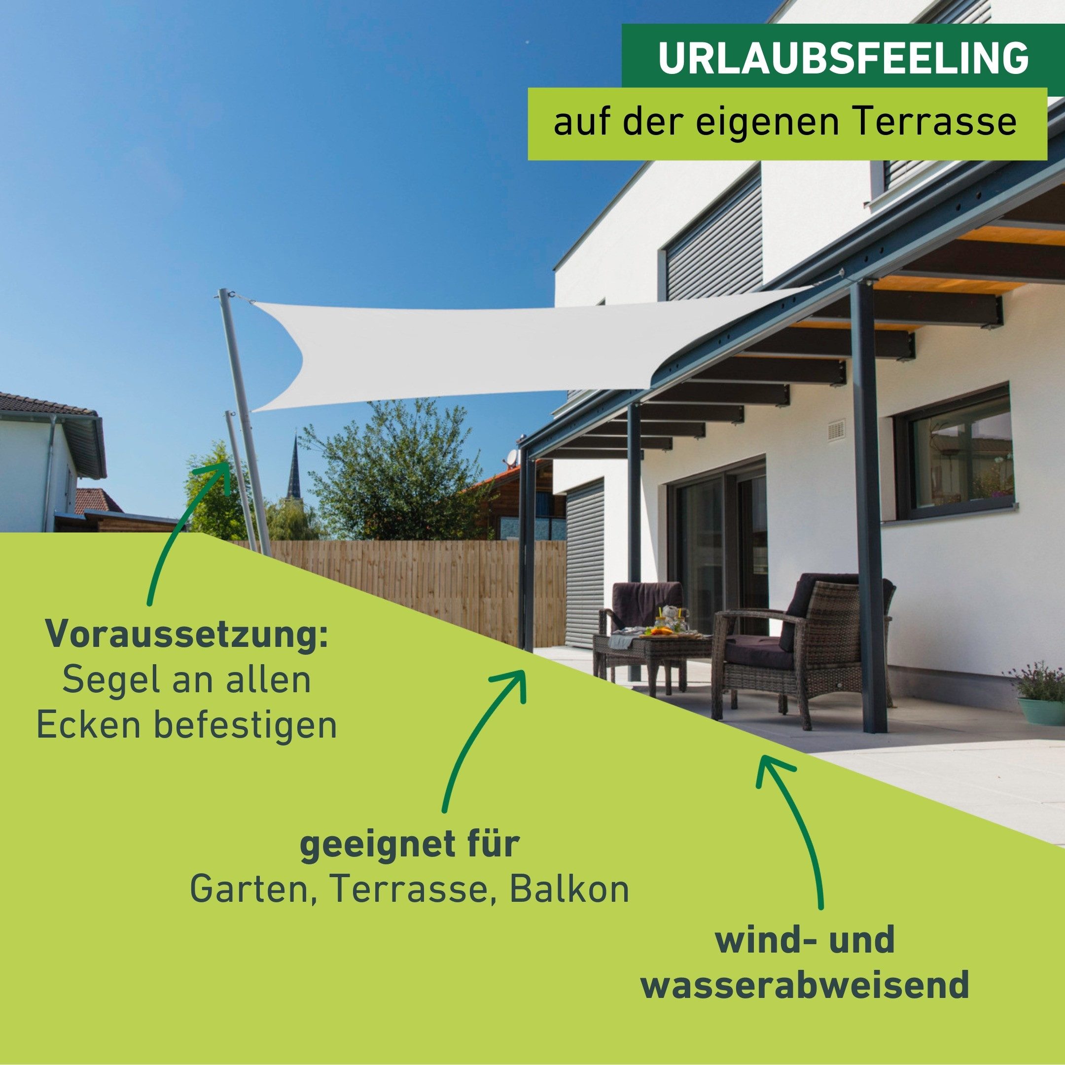 Windhager Sonnensegel Cannes, Quadrat Segel zur Beschattung von Garten, Terrasse, Balkon, (1-tlg), Sonnenschutz 4 x 4 m, erhältlich in anthrazit, grau, taupe oder weiß