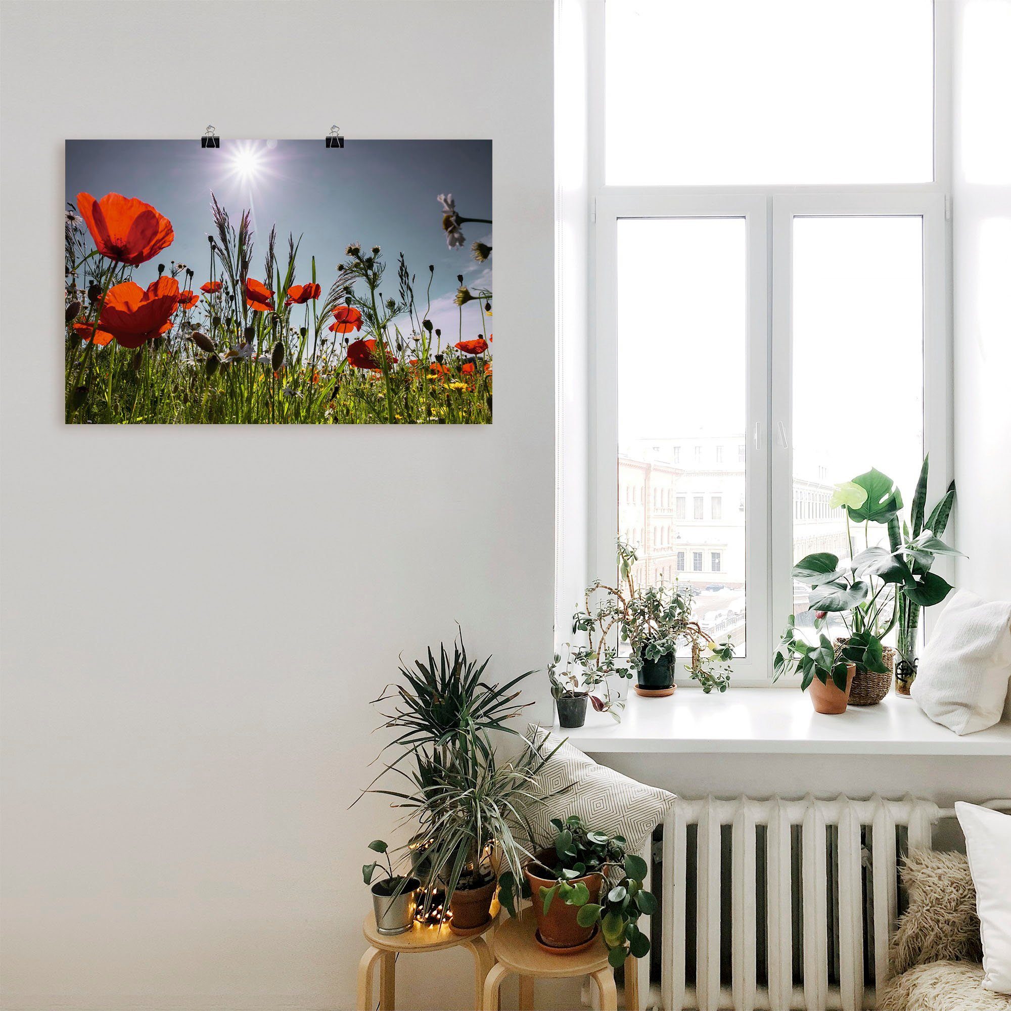 Blumenwiese Alubild, Artland St), Wandaufkleber als versch. Wandbild oder in (1 Poster Leinwandbild, Größen Mohnblumenwiese,