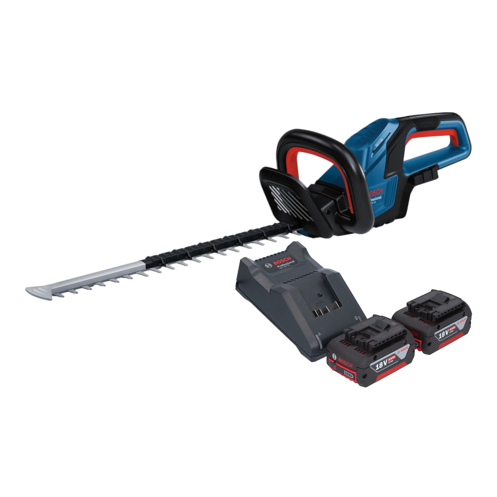 Bosch Professional Akku-Heckenschere GHE 18V-50 Professional 18 V 50 cm + 2x Akku 4,0 Ah + Ladegerät