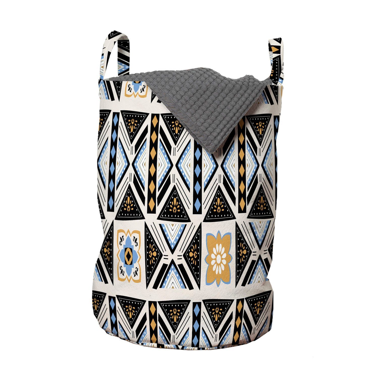 Abakuhaus Wäschesäckchen Wäschekorb mit Griffen Kordelzugverschluss für Waschsalons, Boho geometrische Motive