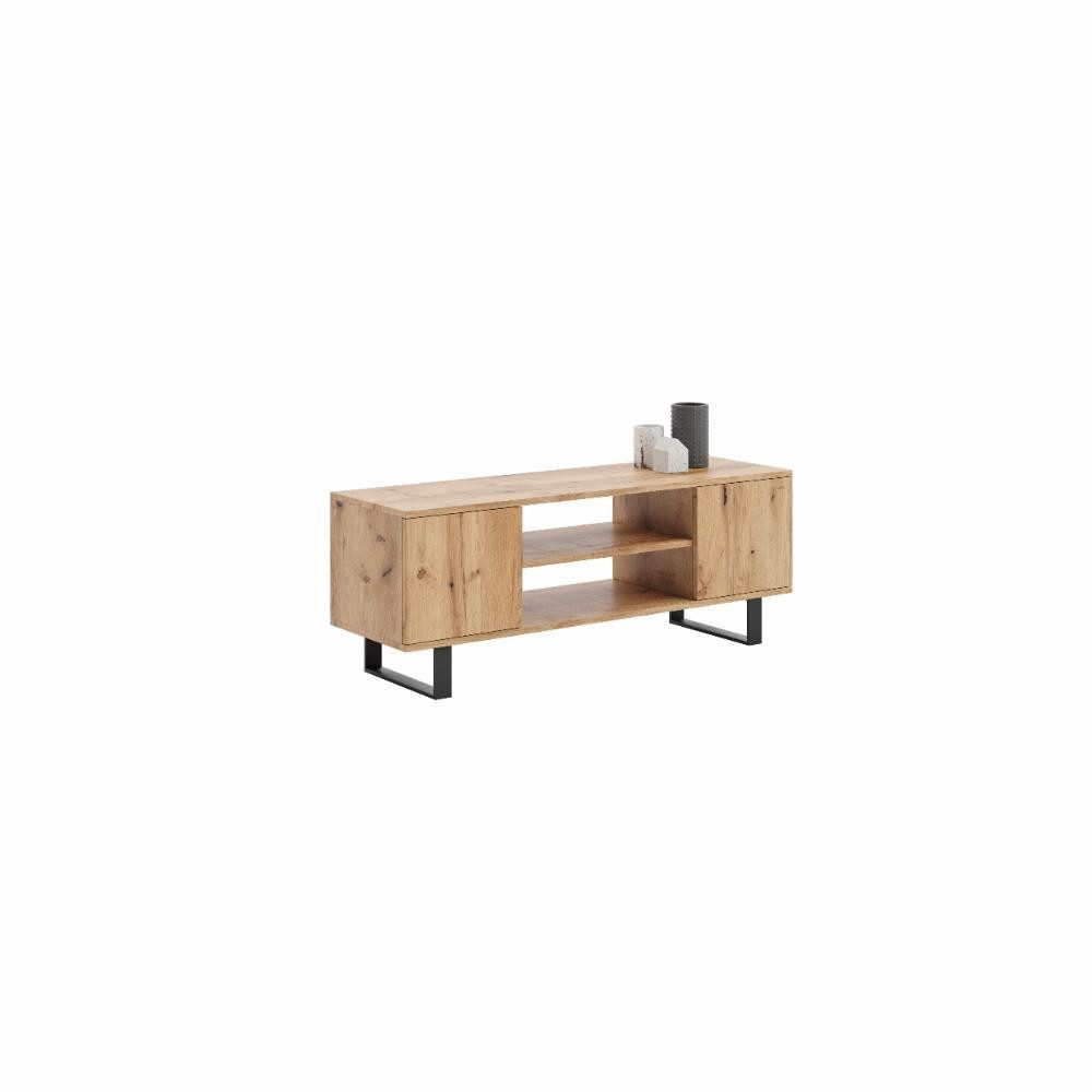 KOBI S.C. TV-Schrank TV-Lowboard FOCUS 155 cm im Loft-Stil Eiche Craft schwarze Metallbeine