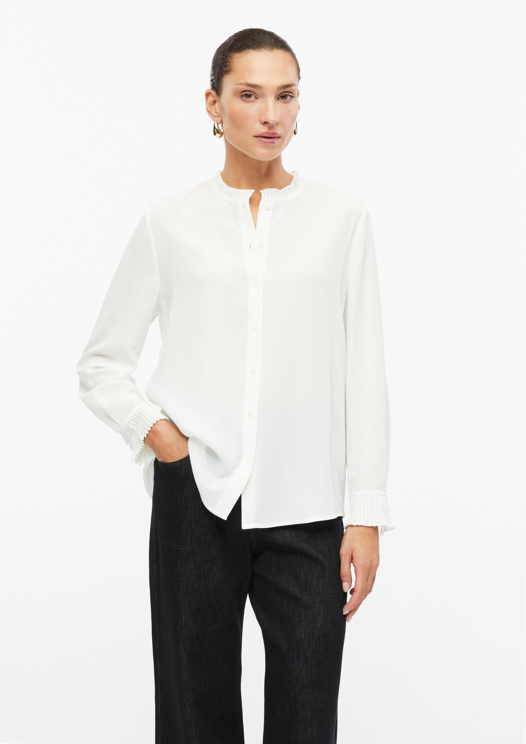 s.Oliver Langarmbluse Bluse Leicht transparente Chiffon-Bluse mit Plissee-Details