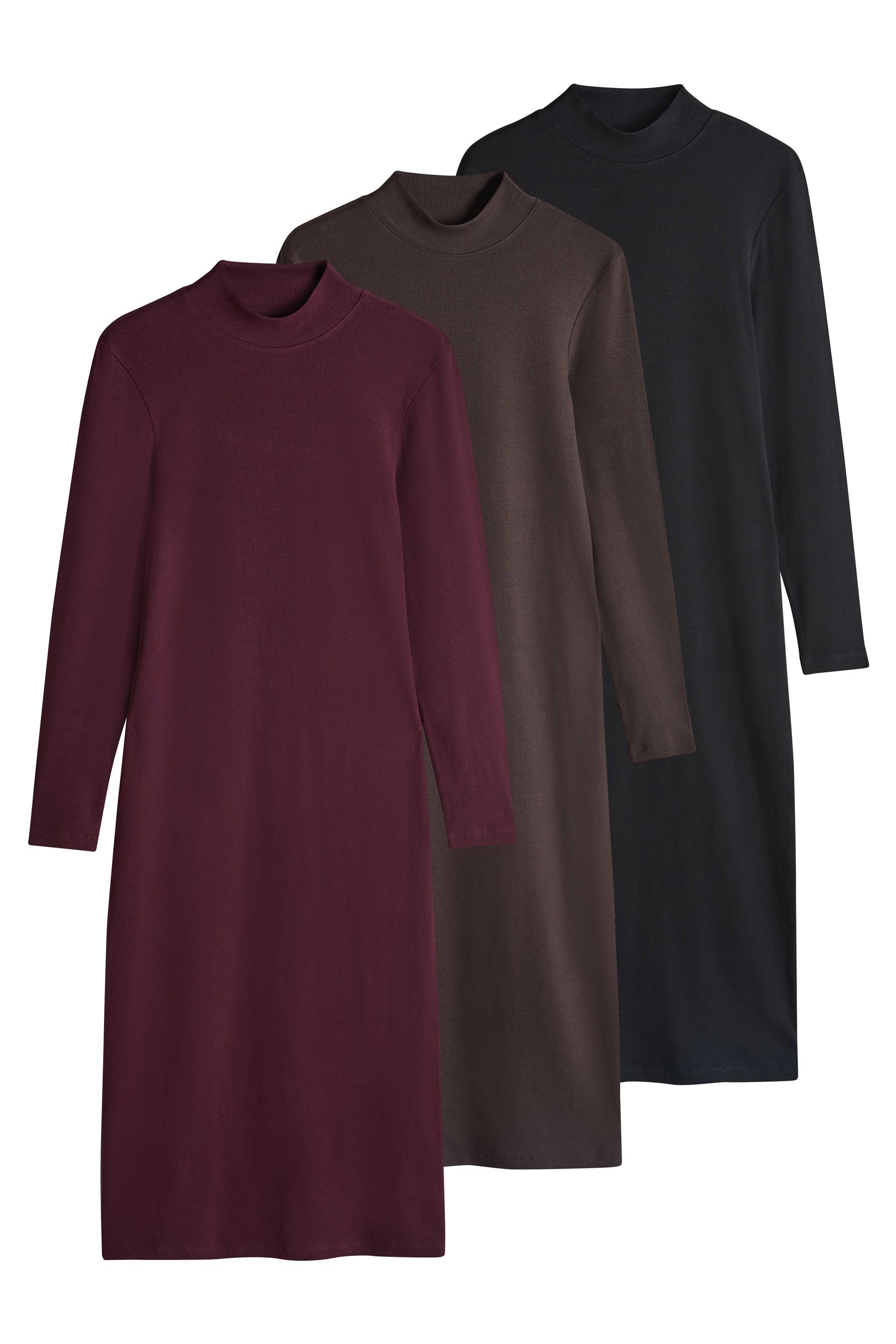 The Set Strickkleid The Set Gerippte Rollkragenkleider, 3er-Pack (3-tlg)