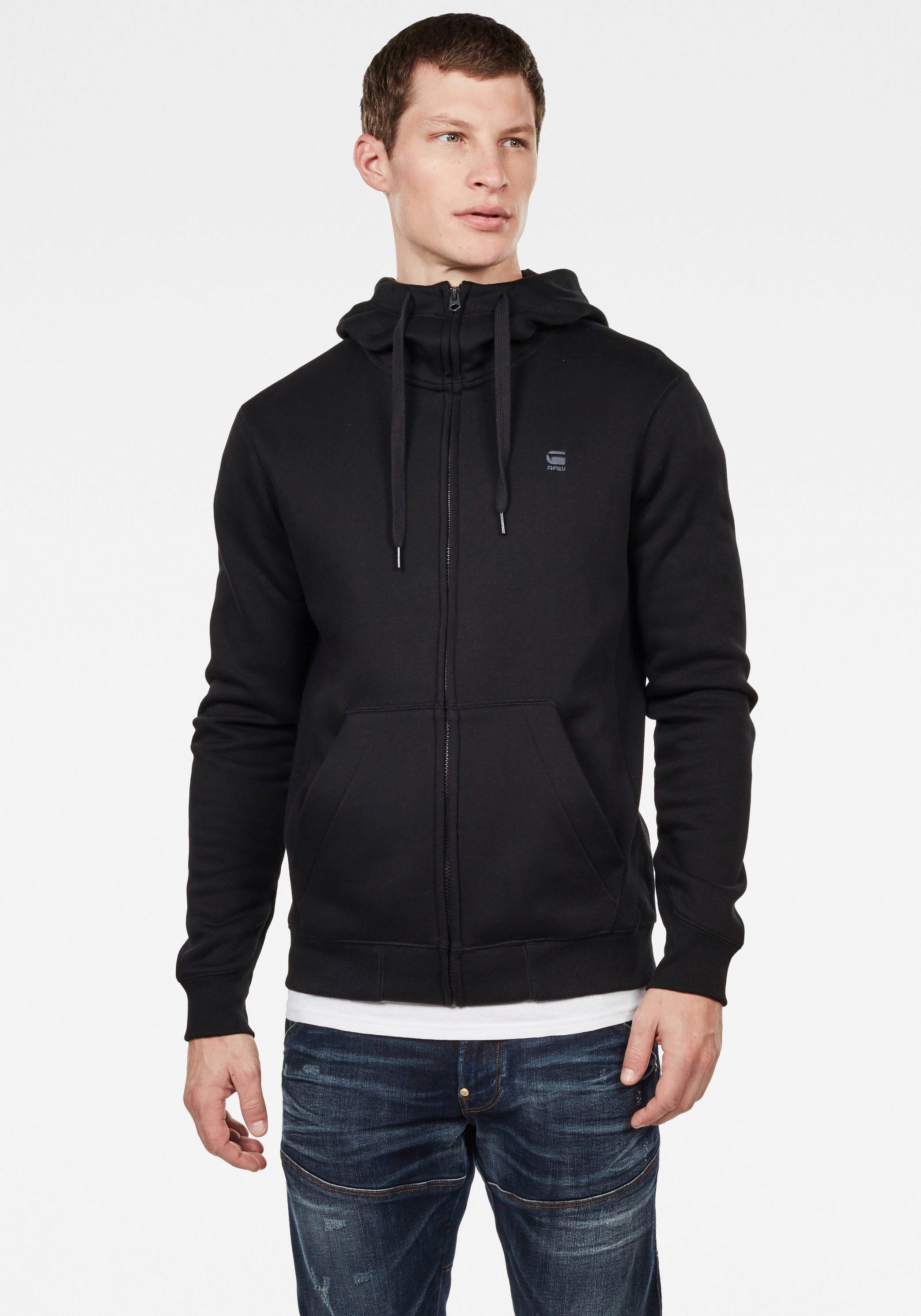 Premium Basic Kapuzensweatjacke G-Star Hooded Sweater dk. black RAW Zip