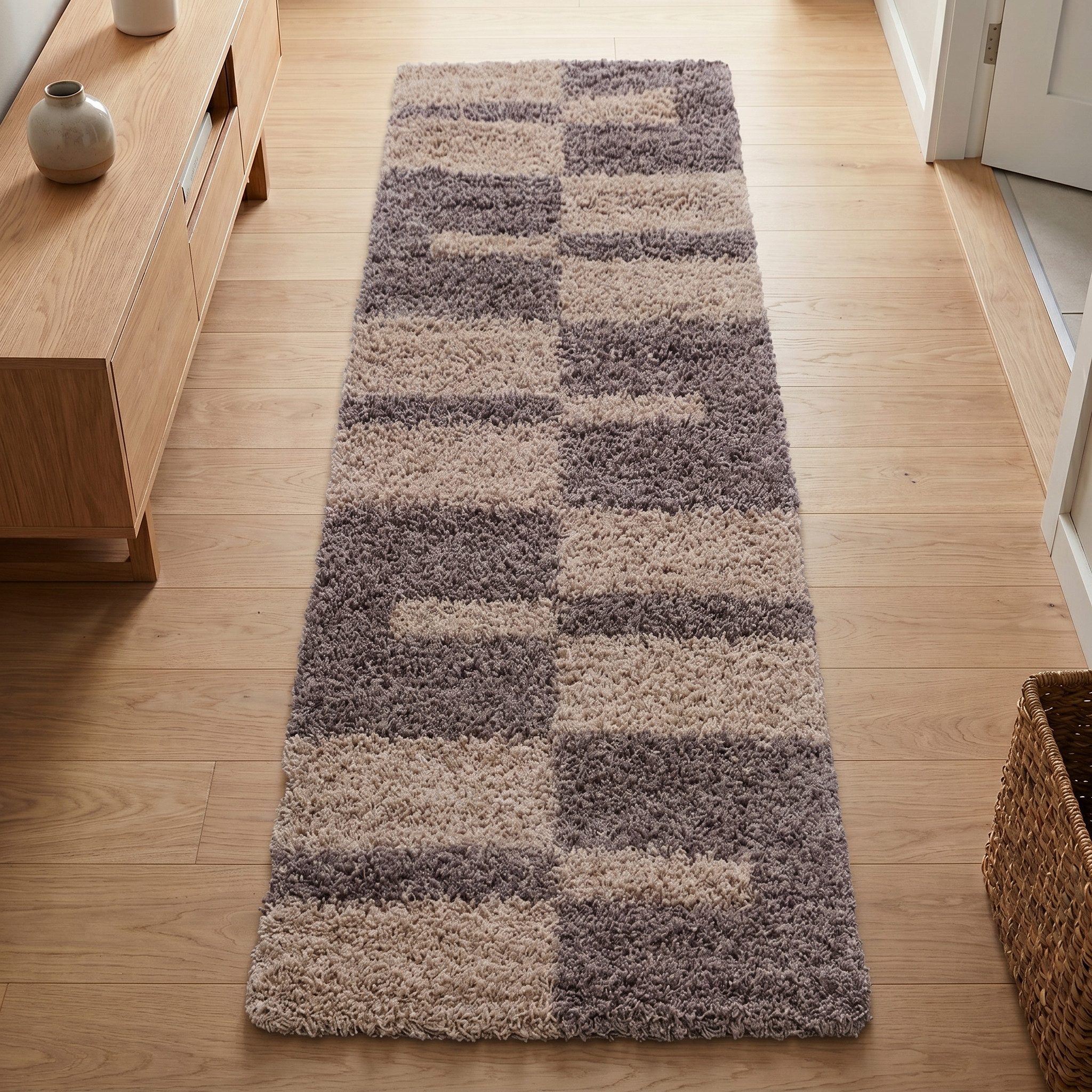 Ayyildiz Teppiche Hochflor-Teppich Gala Shaggy 2505, auch als Läufer und rund, rechteckig, Höhe: 30 mm, Langflor, alle Räume, Karo, Wohnzimmer