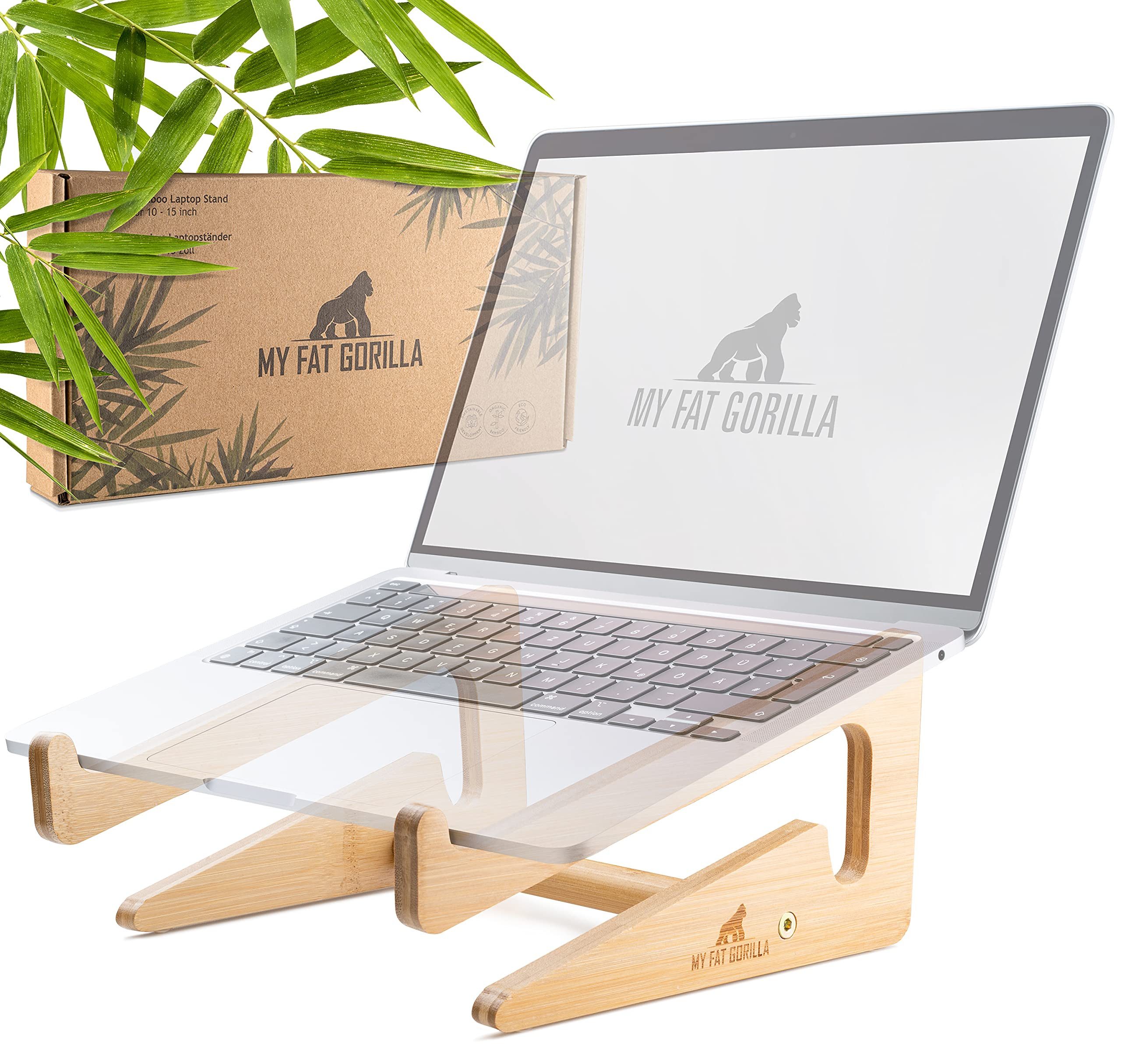 Laptop-Ständer aus Bambus, Notebook Ständer für 10-15 Zoll, Schreibtisch Zubehör