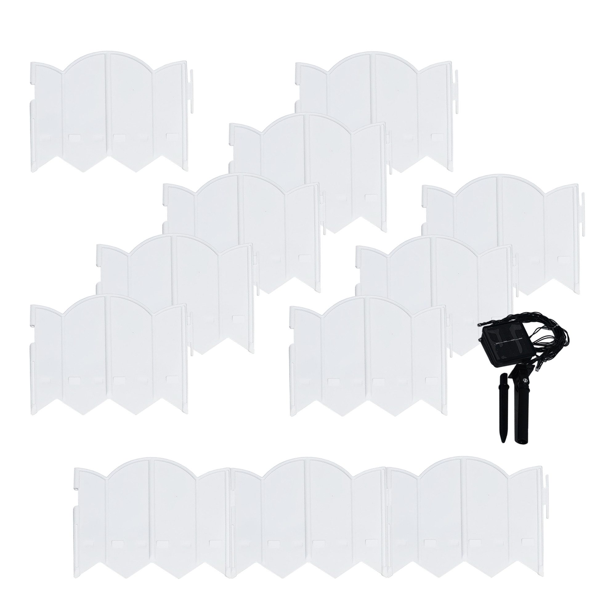 HTI-Living Beetbegrenzung Beeteinfassung 1260 cm, LxH: 21x17 cm, Set, 60 Module inkl. Solarbeleuchtung, Zierzaun Beetumrandung Beetbegrenzung
