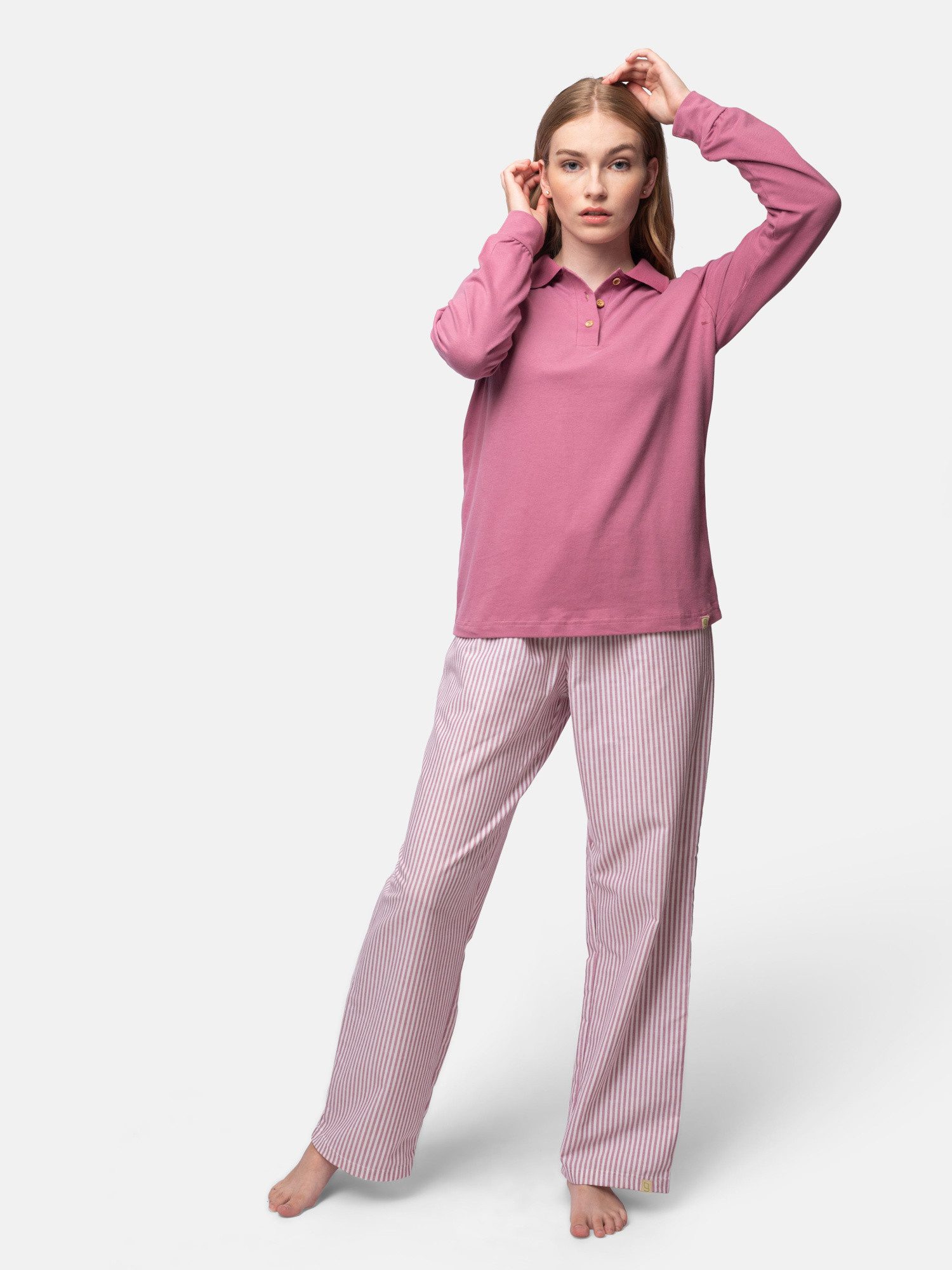 Pyjamaoberteil mit Polokragen