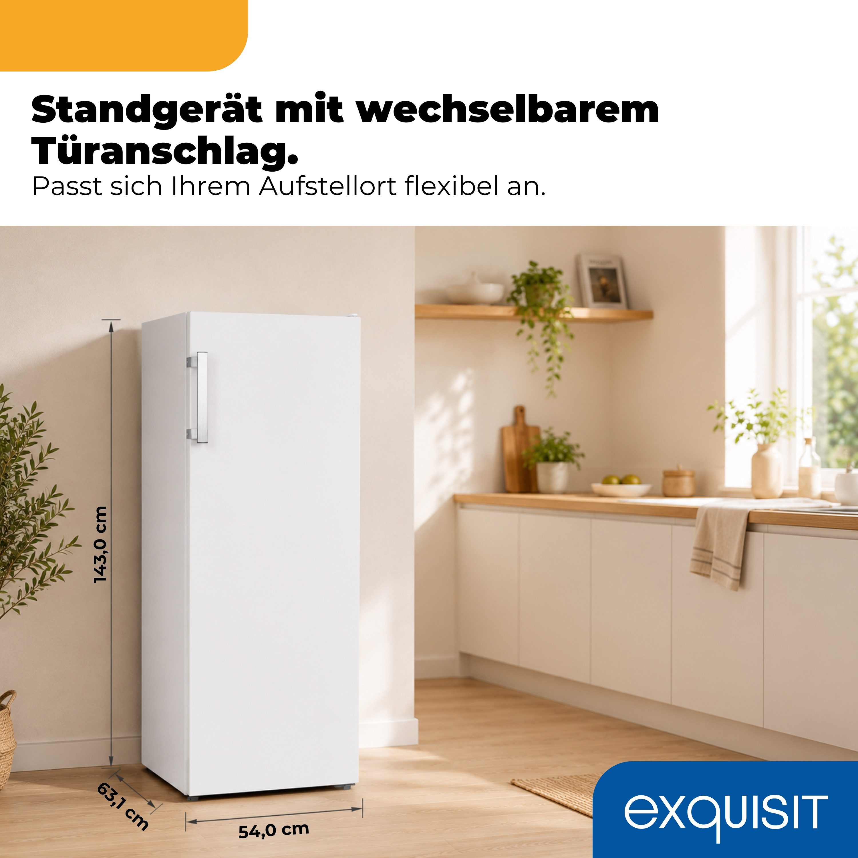 exquisit Gefrierschrank GS5231-NF-H-040C weiss, 143 cm hoch, 54 cm breit, NoFrost, Abtauverfahren automatisch, Schnellgefrierfunktion