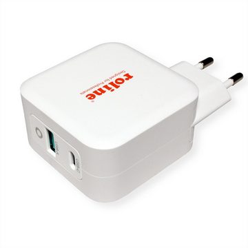 ROLINE USB Charger mit Euro-Stecker Stromadapter, 2 Port (Typ-A QC3.0, Typ-C PD), 65W