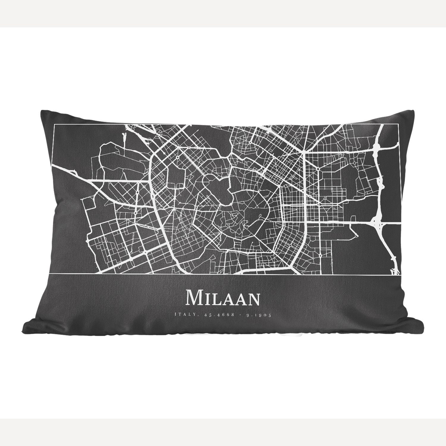 mit Wohzimmer Stadtplan, Schlafzimmer Zierkissen, Füllung, Dekokissen Dekokissen Karte Mailand Dekoration, - - MuchoWow