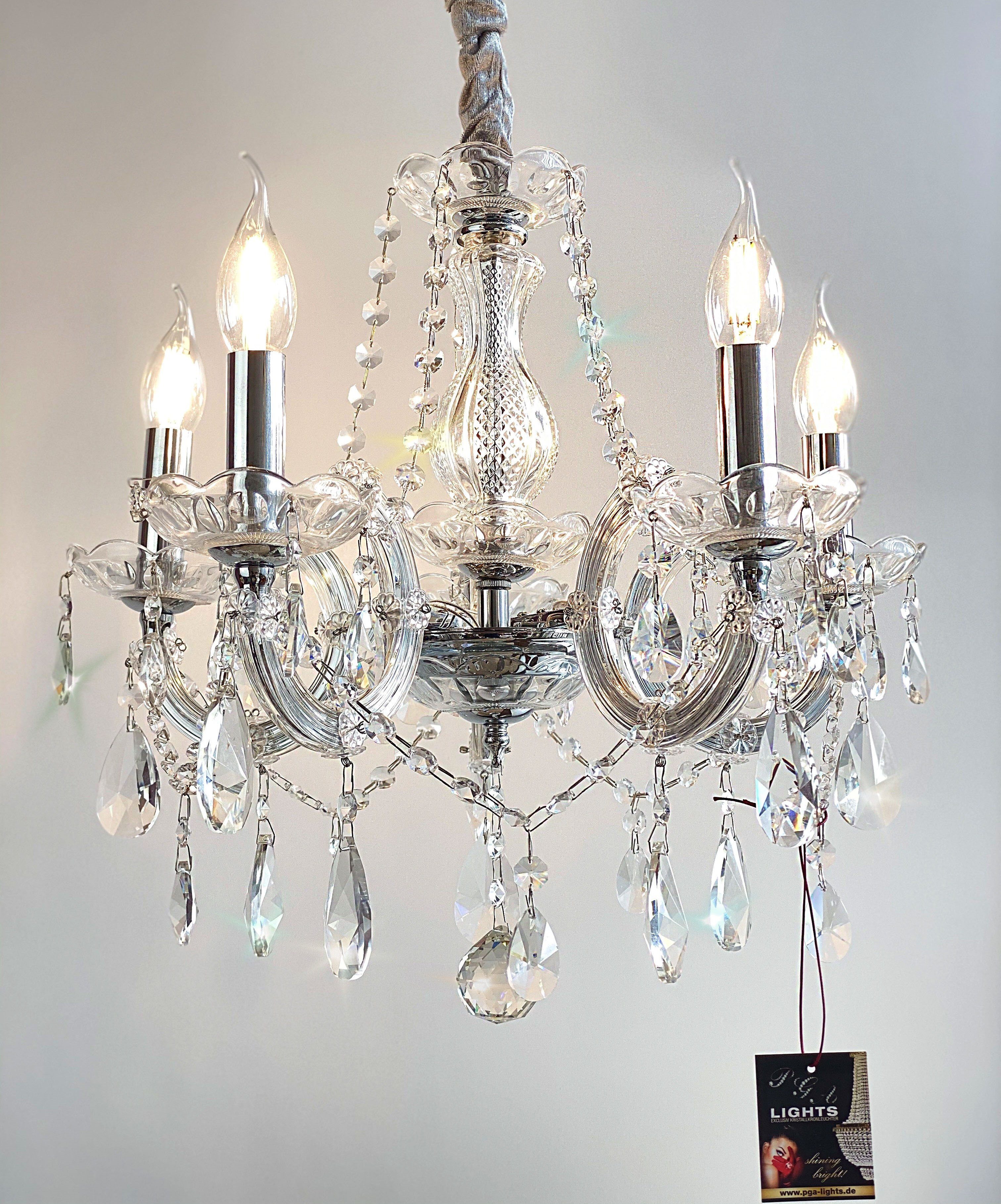 PGA-Lights Kronleuchter Kristall Kronleuchter Ø48cm 5 Leuchten mit funkelnd günstig online kaufen