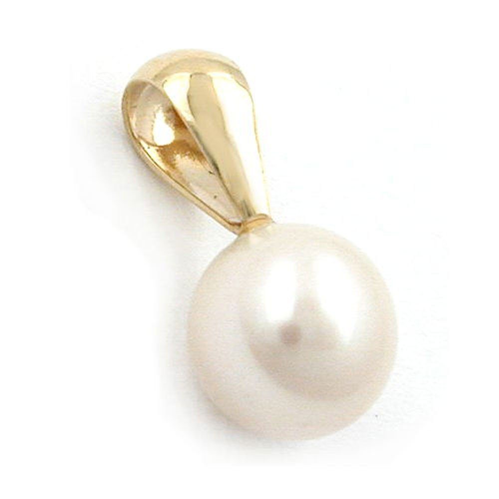 unbespielt Kettenanhänger Anhänger Zuchtperle rund 375 Gold 9 kt 12 x 6 mm günstig online kaufen