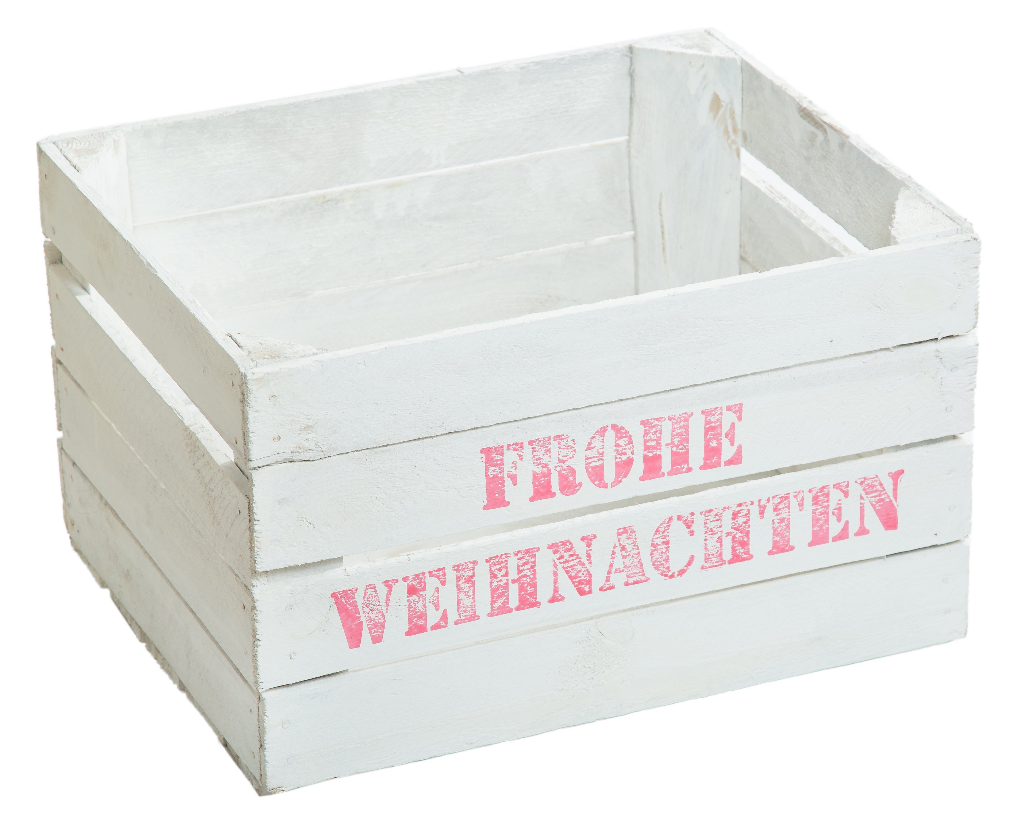 Kistenkolli Altes Land Allzweckkiste Obstkisten "FROHE WEIHNACHTEN" - weiß