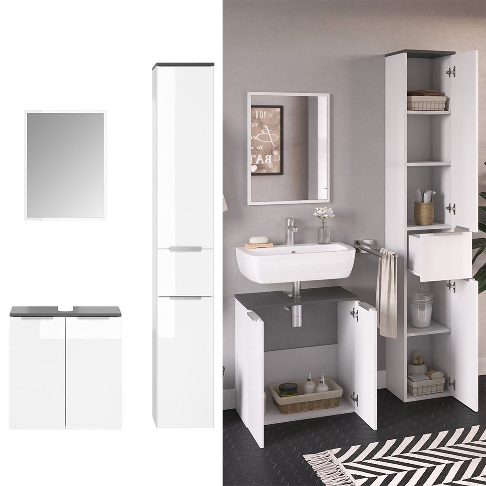 Vicco Badmöbel-Set Otis, Weiß, 3 Teile, günstig online kaufen