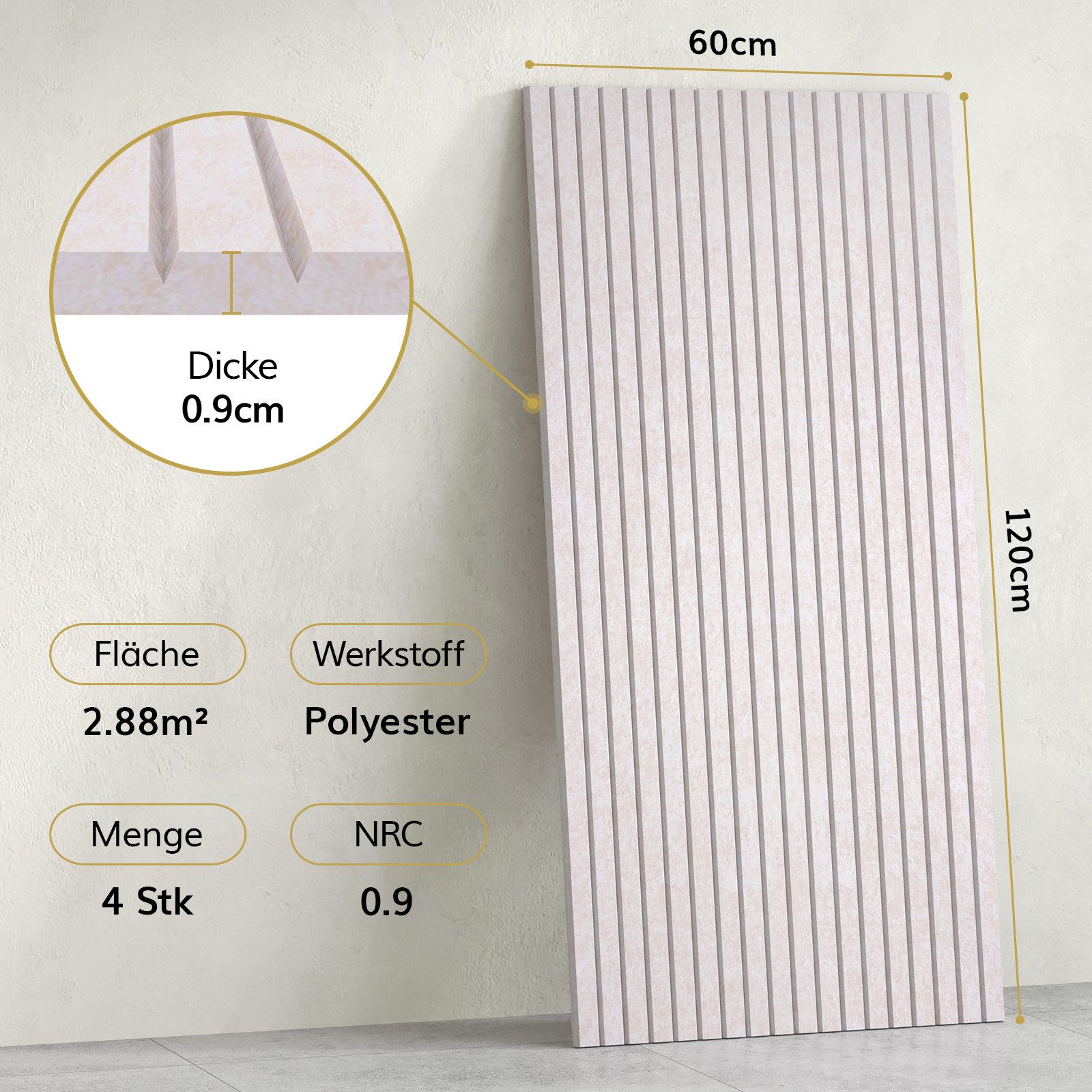TONOR Schallschutzpaneel Akustikpaneele selbstklebend, 120x60x0.9 cm Schallschutz wand, (4-tlg) – Bild 2 von 5