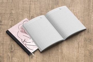 MuchoWow Notizbuch Menschen - Pastell - Liebe - Abstrakt - Umarmung, Journal, Merkzettel, Tagebuch, Notizheft, A5, 98 Seiten, Haushaltsbuch