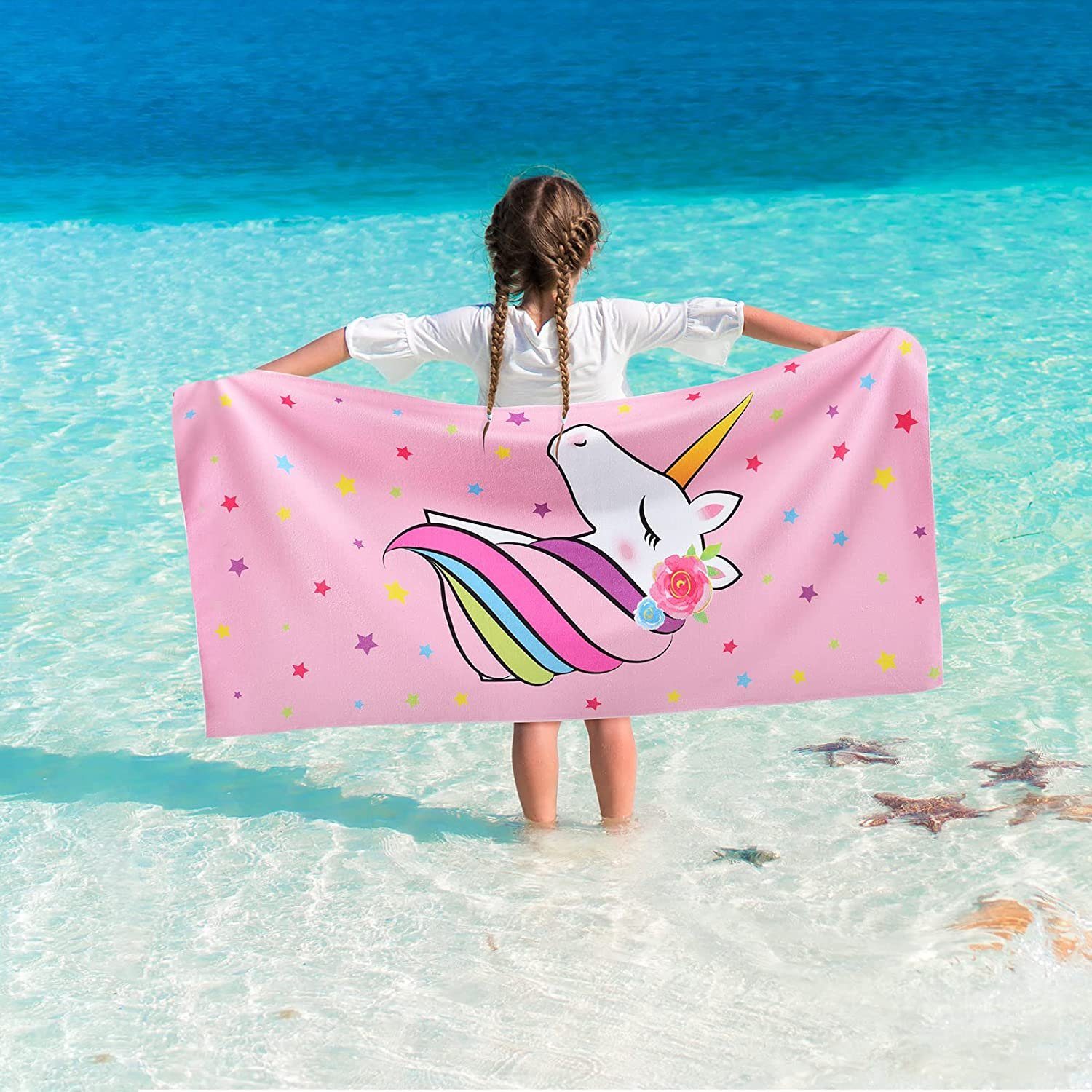 Leway Strandtücher »Einhorn Strandtuch 80*160 cm Rosa Polyester  Campingtücher für Mädchen Kinder Stranddecke Pool Reise Schwimmen Badetuch«  online kaufen | OTTO
