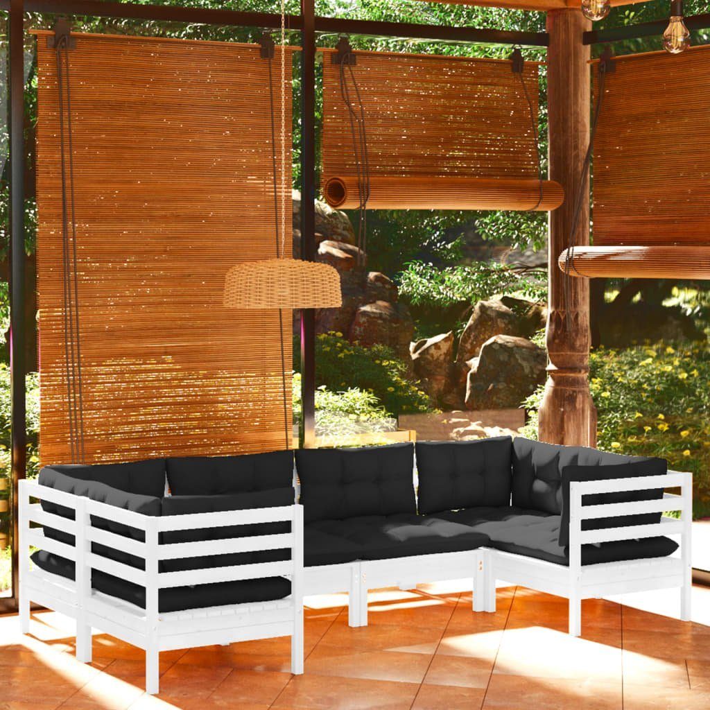 vidaXL GartenloungeSet »6tlg. GartenLoungeSet mit Kissen Weiß