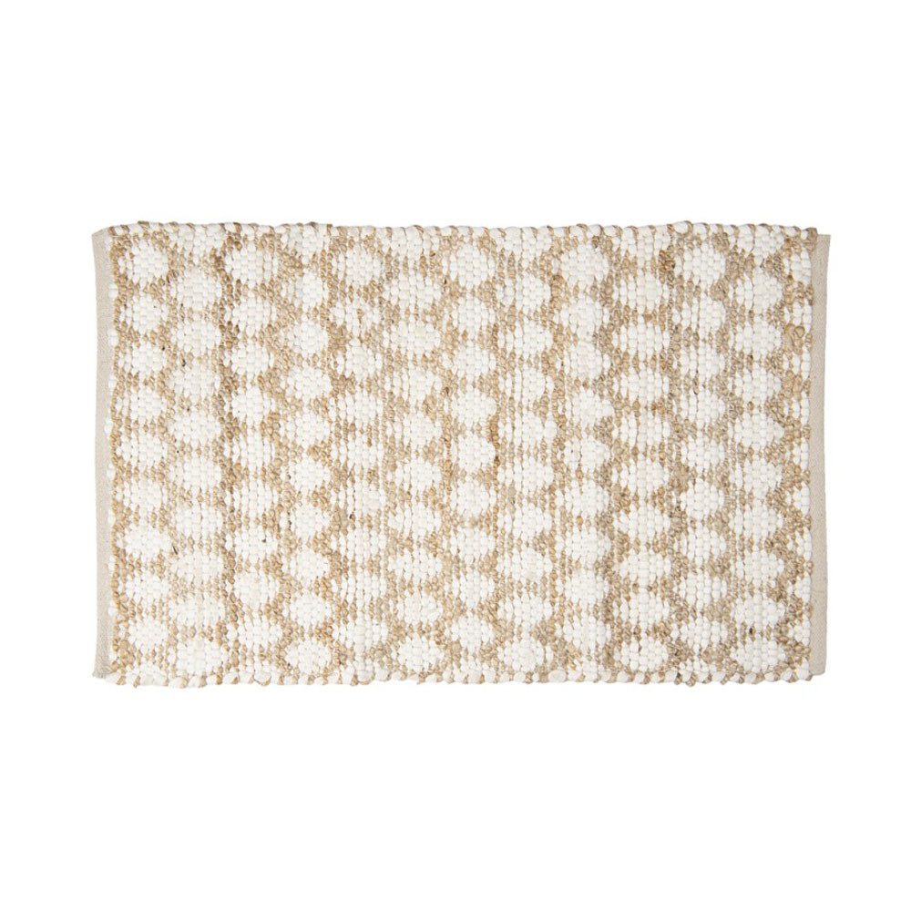 Clayre & Eef Fußmatte Fußmatte BOHEMIAN weiß beige gewebt Boho Muster 90x60cm Türmatte Scand