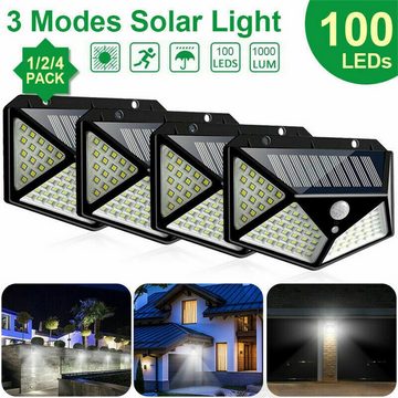 BlingBin LED Solarleuchte Bewegungssensor-Wandleuchte,100 LEDs,Solarlicht, Solarbetrieben, Wasserdicht, Vierseitiges Design