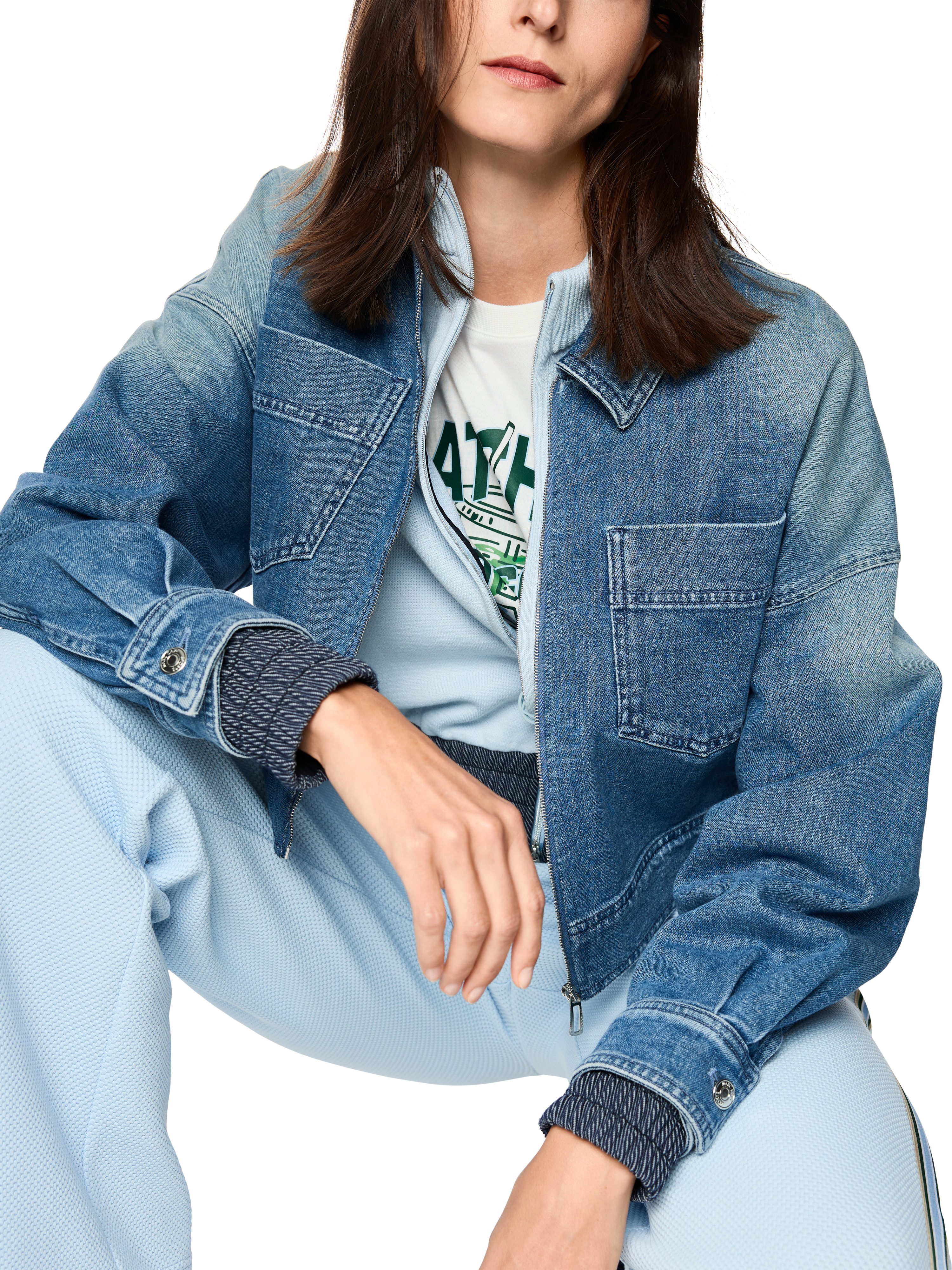 Marc Cain Jeansjacke City Vibing Premium Damenmode kurz, mit Reißverschluss