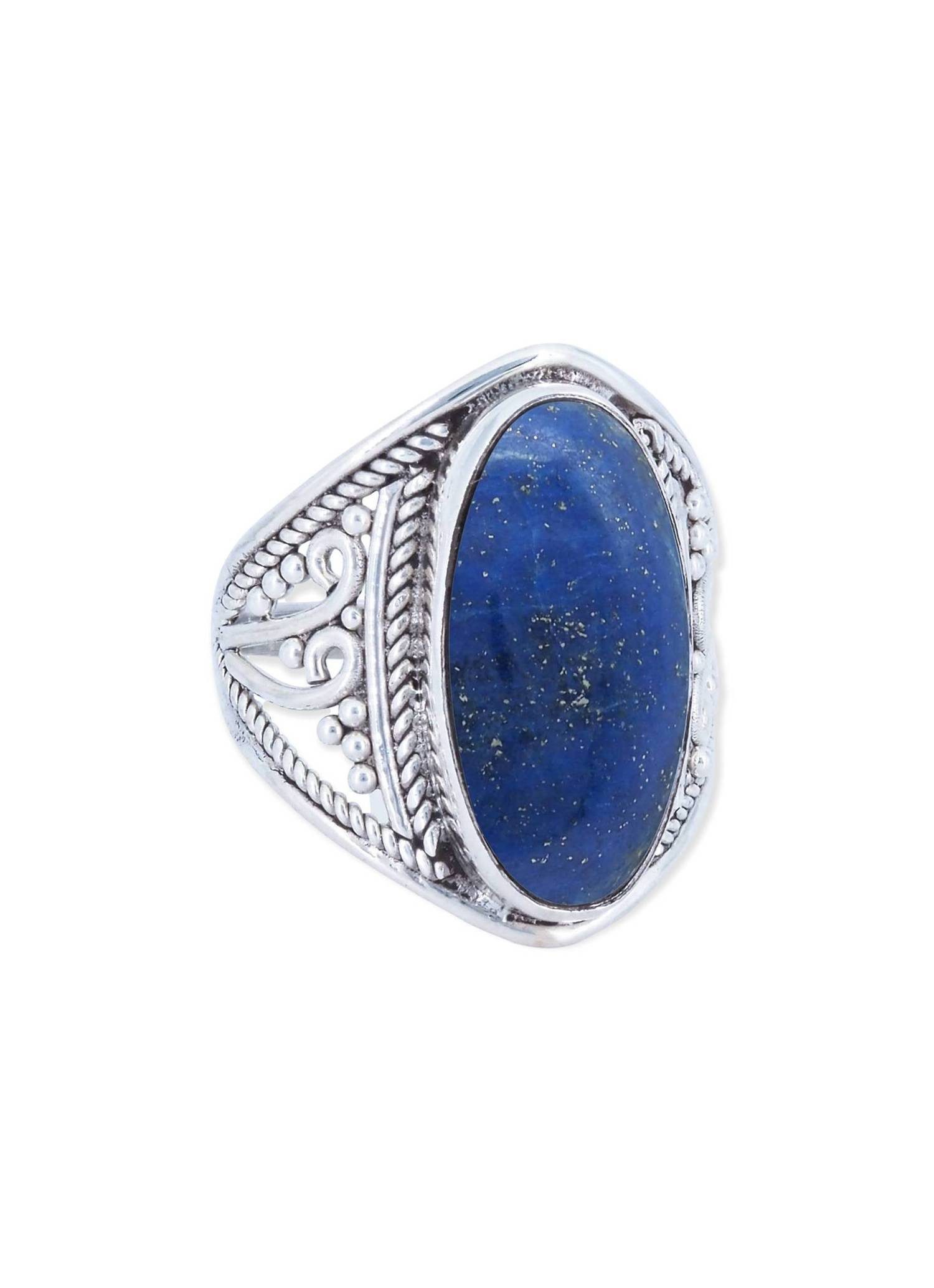 mantraroma Silberring DAHAB oval groß aus 925 Silber mit Lapis Lazuli (Ring günstig online kaufen
