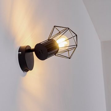 hofstein Wandleuchte »Pomari« verstellbare Wandlampe aus Metall in Schwarz, ohne Leuchtmittel, E27, Wandspot in Gitter-Optik mit An-/Ausschalter