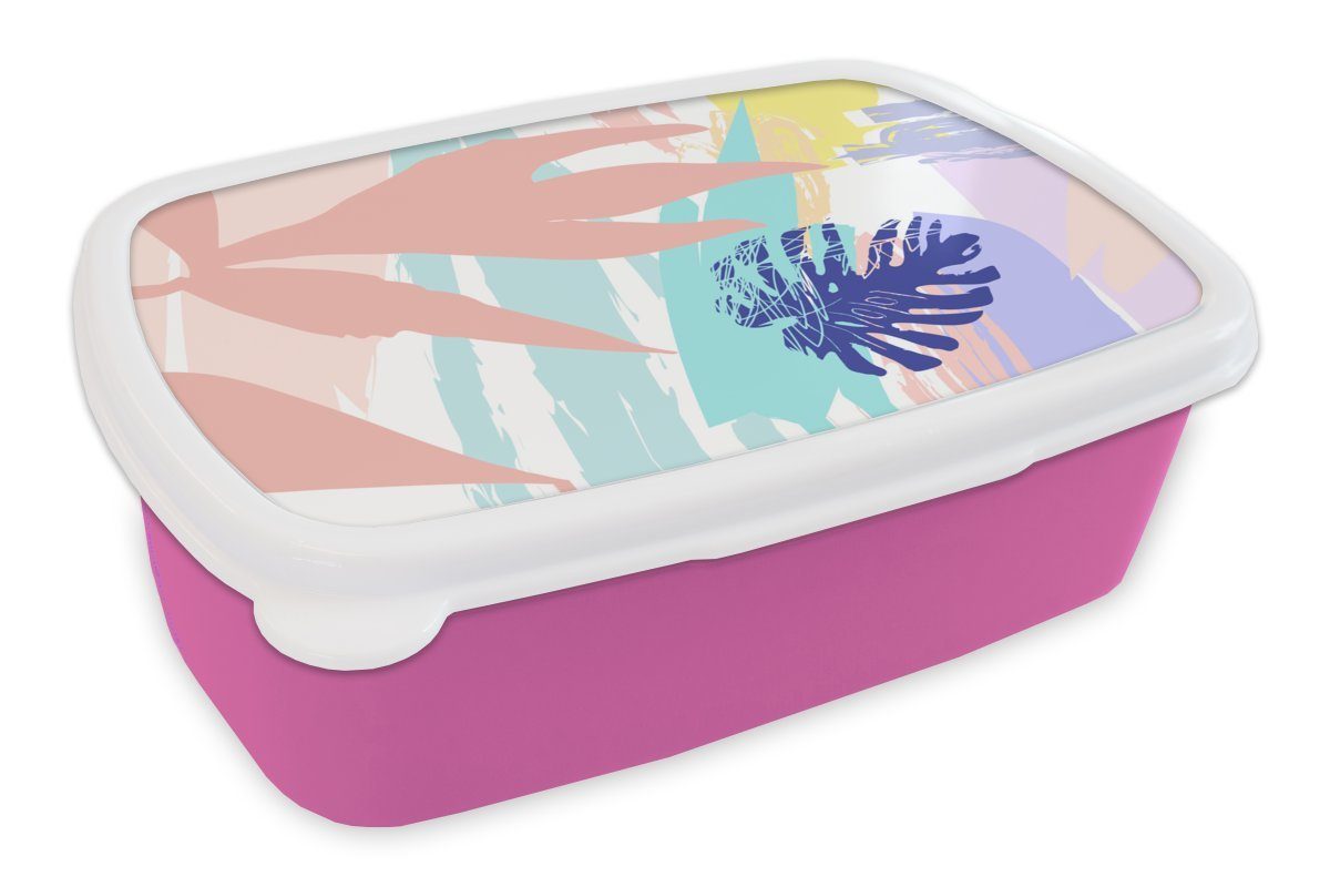 MuchoWow Lunchbox Sommer - Strand - Farbe, Kunststoff, (2-tlg), Brotbox für Erwachsene, Brotdose Kinder, Snackbox, Mädchen, Kunststoff rosa