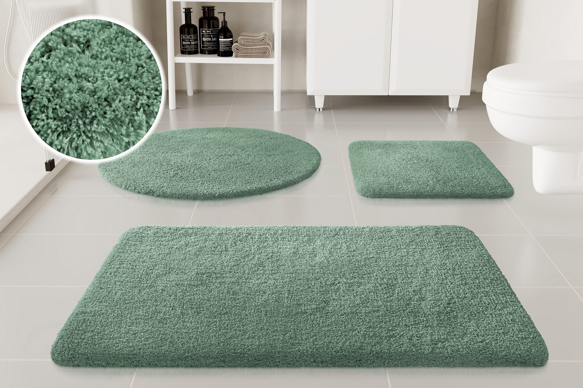 OTTO home Badematte Kaarin, uni, viele Farben, Badvorleger, Badezimmer Teppich, Höhe 30 mm, rutschhemmend beschichtet, fußbodenheizungsgeeignet, Polyester, rechteckig, Badteppich, getuftet, flauschig, hochflor, große Farbauswahl