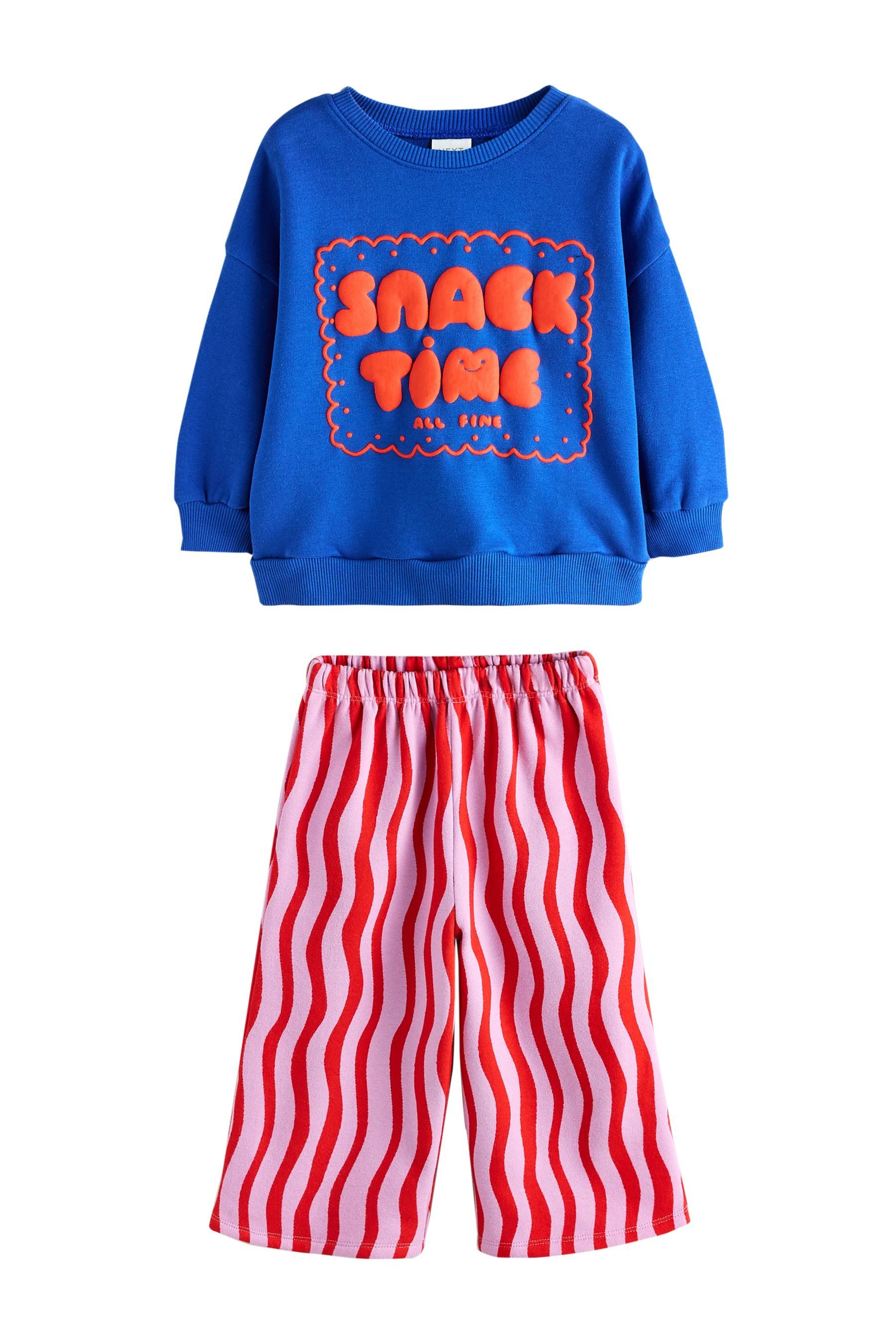 Next Sweatanzug Sweatshirt und weite Jogginghose 100 % Baumwolle (2-tlg)