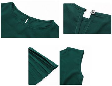 KIKI A-Linien-Kleid Einfarbiges, plissiertes Damenkleid mit Schnürung und Rock